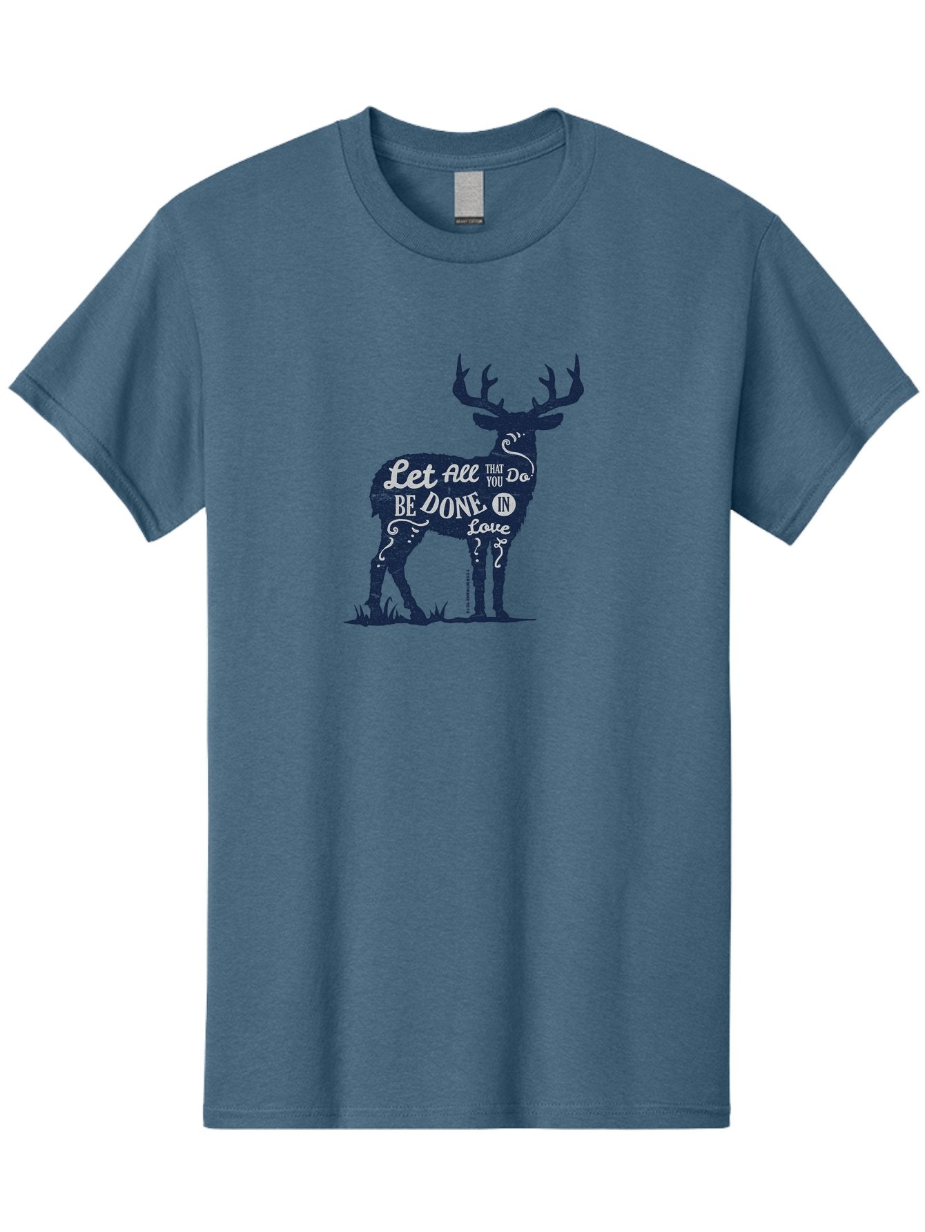 Done In Love Men'S Graphic Tee, 100% Cotton, Comfortable Casual Summer Wear, Machine Washable, Inspirational Deer Design, Motivational Quote, Love Message, Wildlife Art, Typographic Illustration, Positive Affirmation, Creative Typography, Aae242