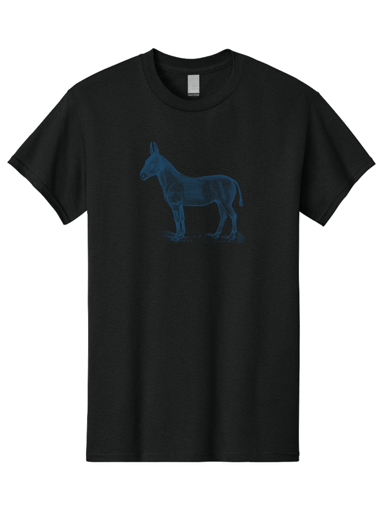 Donkey Drawing Men'S Graphic Tee, 100% Cotton, Comfortable Casual Summer Wear, Machine Washable, Donkey Standing, Farm Animal, Rustic Charm, Simple Illustration, Equestrian, Countryside Scenery, Wildlife, Equine Aae243