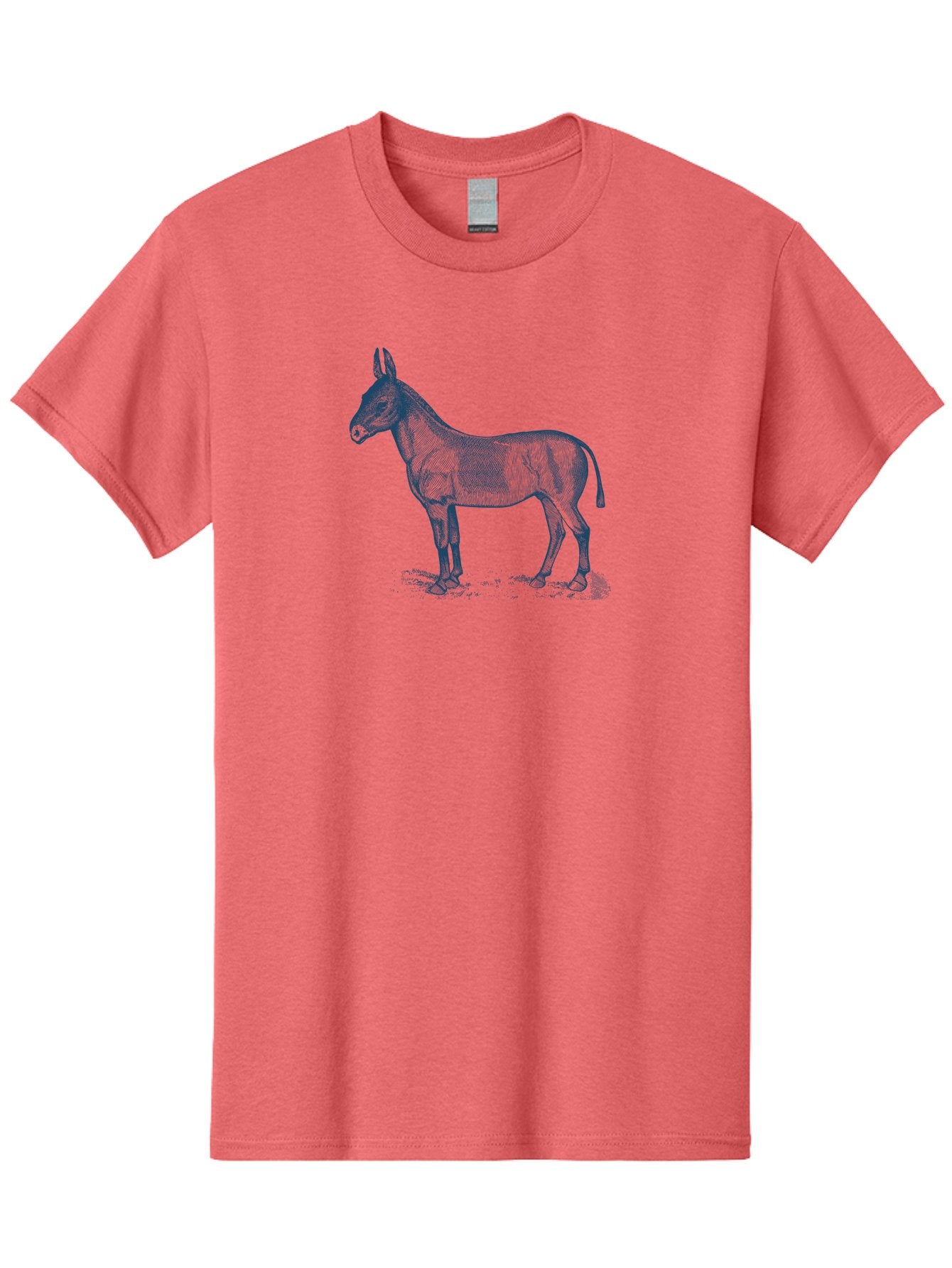 Donkey Drawing Men'S Graphic Tee, 100% Cotton, Comfortable Casual Summer Wear, Machine Washable, Donkey Standing, Farm Animal, Rustic Charm, Simple Illustration, Equestrian, Countryside Scenery, Wildlife, Equine Aae243 3