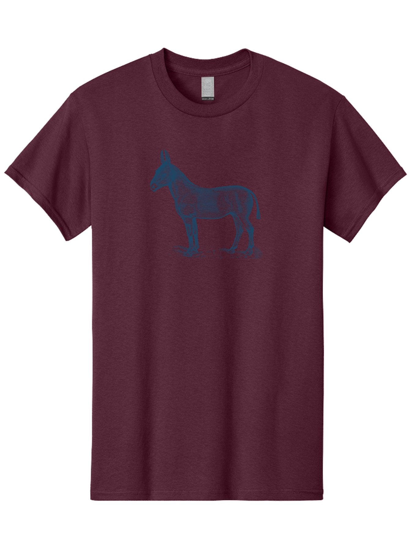 Donkey Drawing Men'S Graphic Tee, 100% Cotton, Comfortable Casual Summer Wear, Machine Washable, Donkey Standing, Farm Animal, Rustic Charm, Simple Illustration, Equestrian, Countryside Scenery, Wildlife, Equine Aae243 9