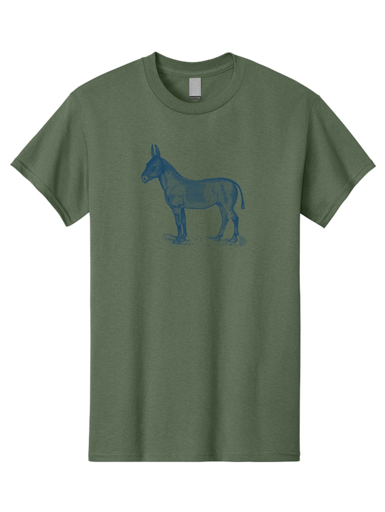 Donkey Drawing Men'S Graphic Tee, 100% Cotton, Comfortable Casual Summer Wear, Machine Washable, Donkey Standing, Farm Animal, Rustic Charm, Simple Illustration, Equestrian, Countryside Scenery, Wildlife, Equine Aae243 13