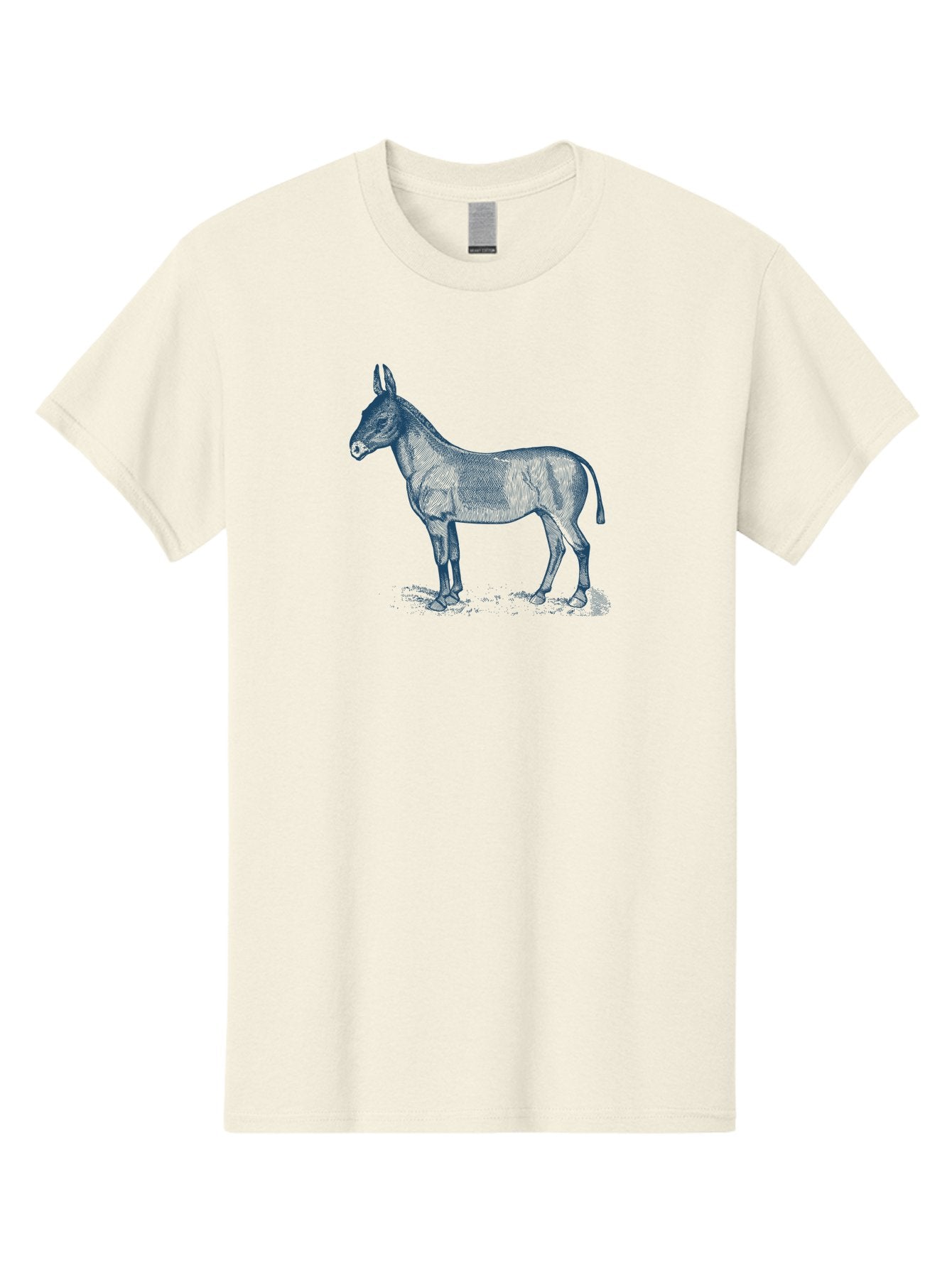 Donkey Drawing Men'S Graphic Tee, 100% Cotton, Comfortable Casual Summer Wear, Machine Washable, Donkey Standing, Farm Animal, Rustic Charm, Simple Illustration, Equestrian, Countryside Scenery, Wildlife, Equine Aae243