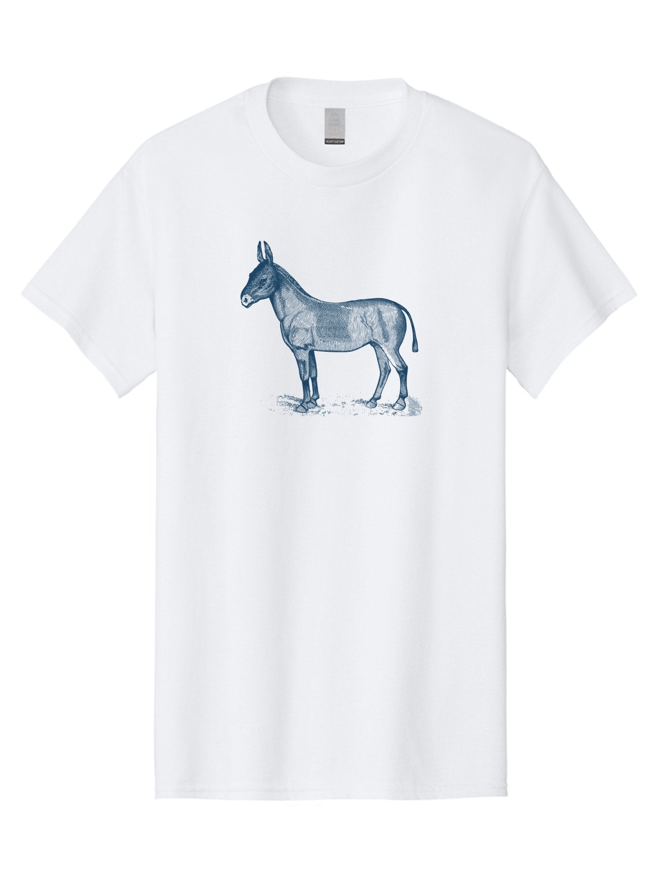 Donkey Drawing Men'S Graphic Tee, 100% Cotton, Comfortable Casual Summer Wear, Machine Washable, Donkey Standing, Farm Animal, Rustic Charm, Simple Illustration, Equestrian, Countryside Scenery, Wildlife, Equine Aae243 7