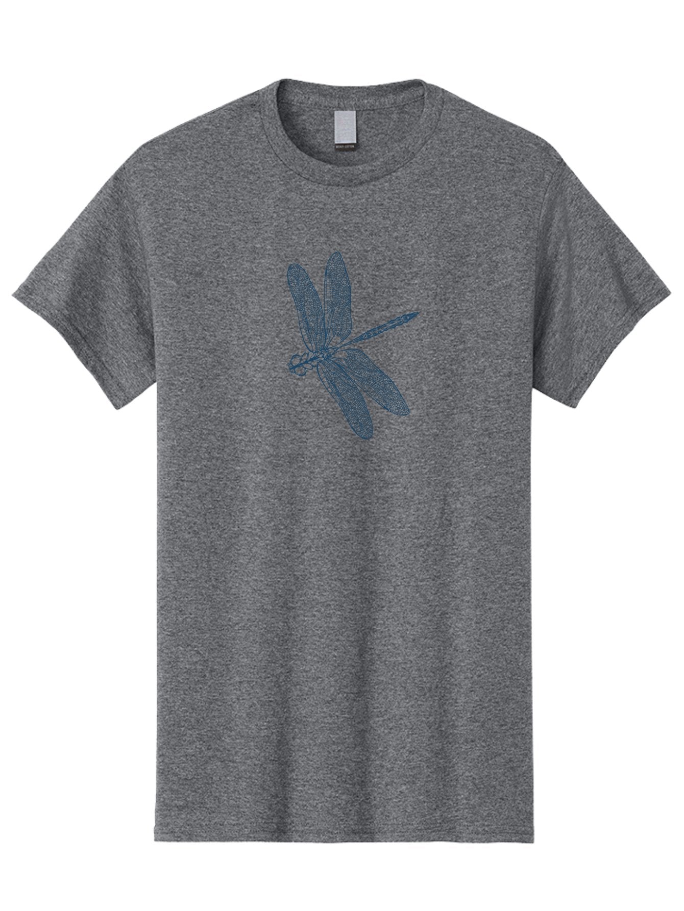 Dragonfly 2 Men'S Graphic Tee, 100% Cotton, Comfortable Casual Summer Wear, Machine Washable, Dragonfly Illustration, Insect Art, Dotwork Design, Delicate Wings, Insect Details, Nature-Inspired Graphics, Blue Linework Aae247