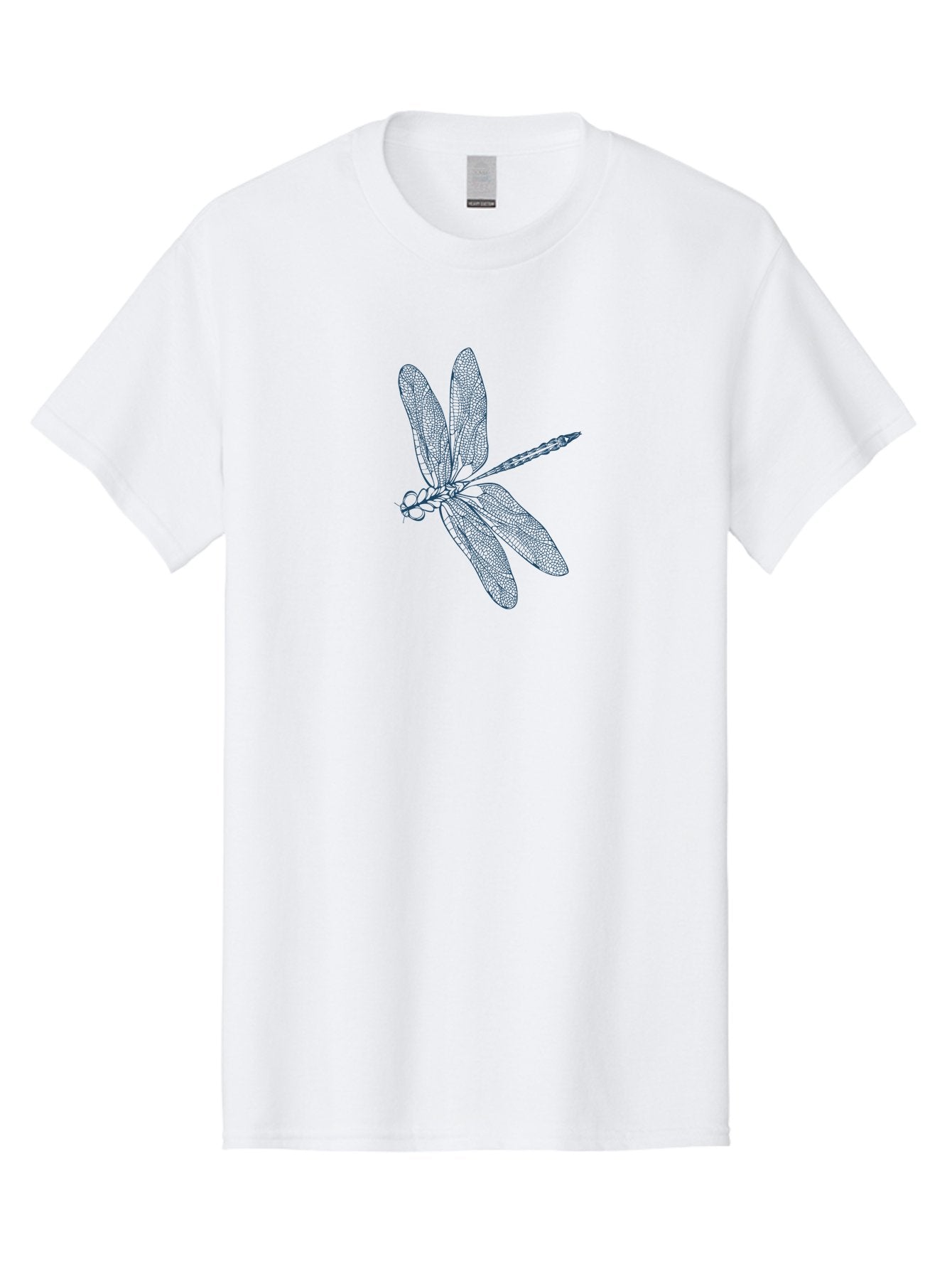 Dragonfly 2 Men'S Graphic Tee, 100% Cotton, Comfortable Casual Summer Wear, Machine Washable, Dragonfly Illustration, Insect Art, Dotwork Design, Delicate Wings, Insect Details, Nature-Inspired Graphics, Blue Linework Aae247