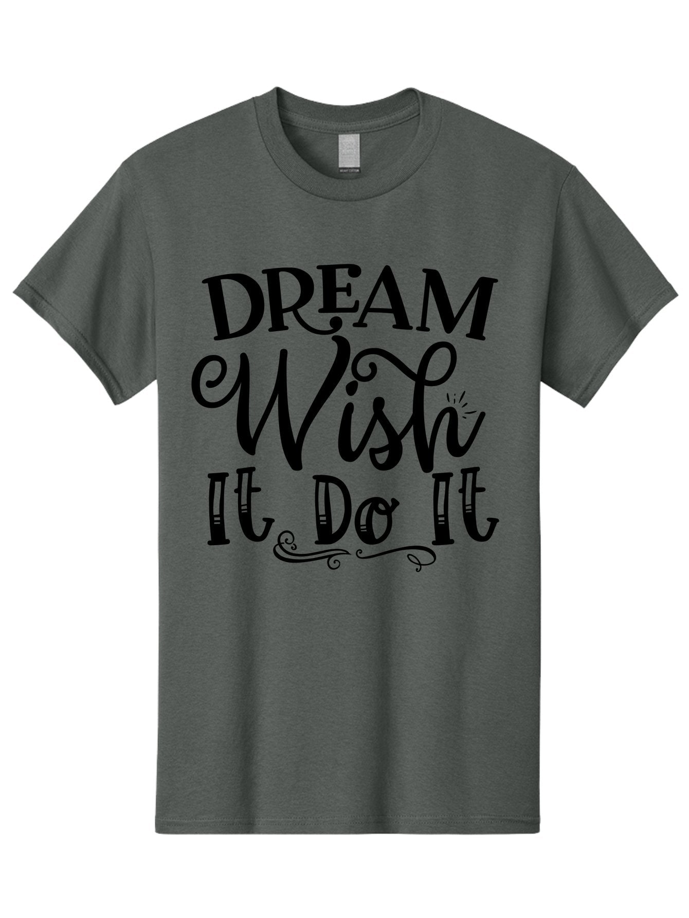 Dream Wish It Do It Men'S Graphic Tee, 100% Cotton, Comfortable Casual Summer Wear, Machine Washable, Motivational Quote, Inspirational Phrase, Dream Big, Positive Affirmation, Goal Setting, Success Mindset, Motivational Text, Aae248 4