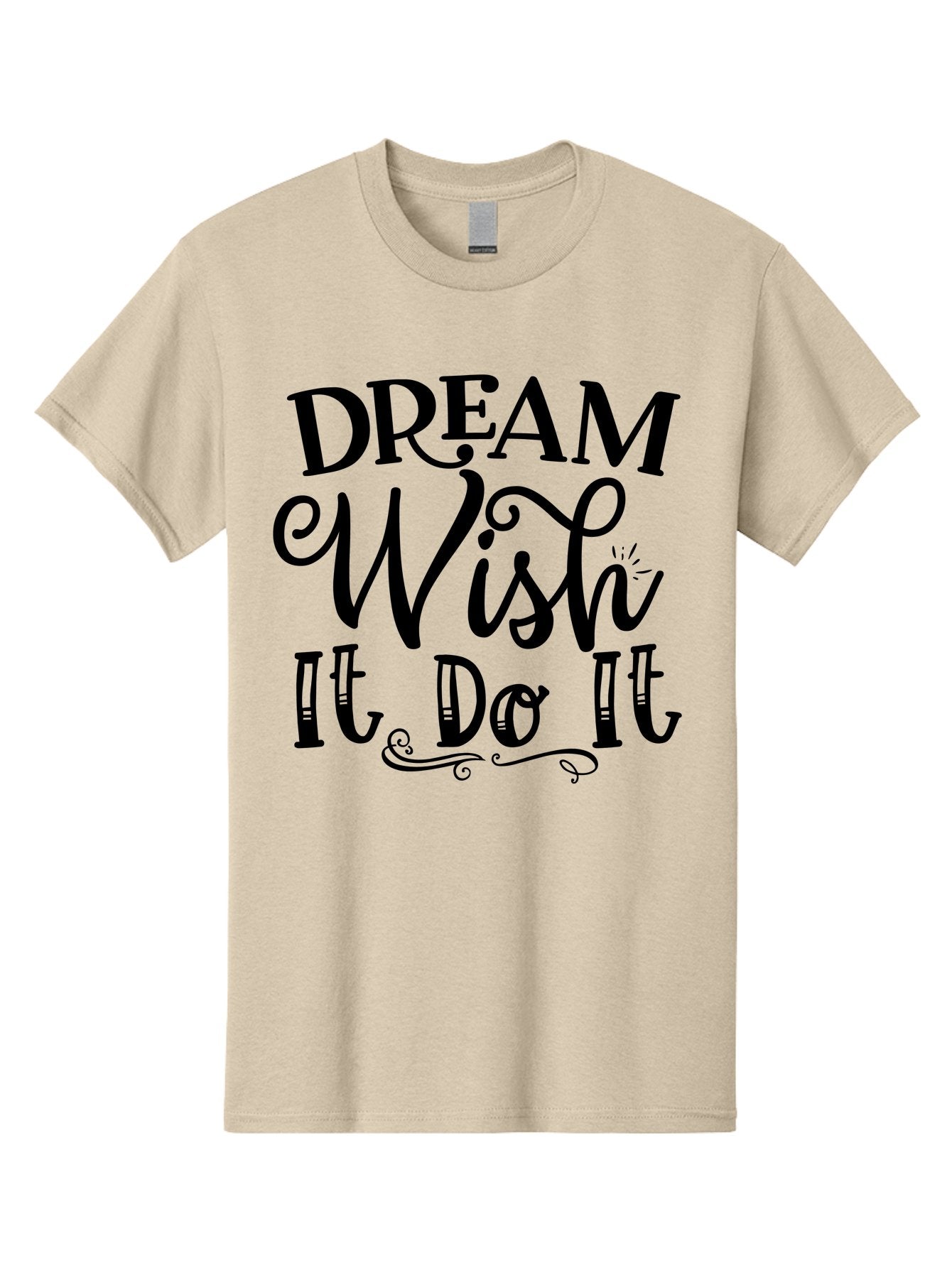Dream Wish It Do It Men'S Graphic Tee, 100% Cotton, Comfortable Casual Summer Wear, Machine Washable, Motivational Quote, Inspirational Phrase, Dream Big, Positive Affirmation, Goal Setting, Success Mindset, Motivational Text, Aae248 12