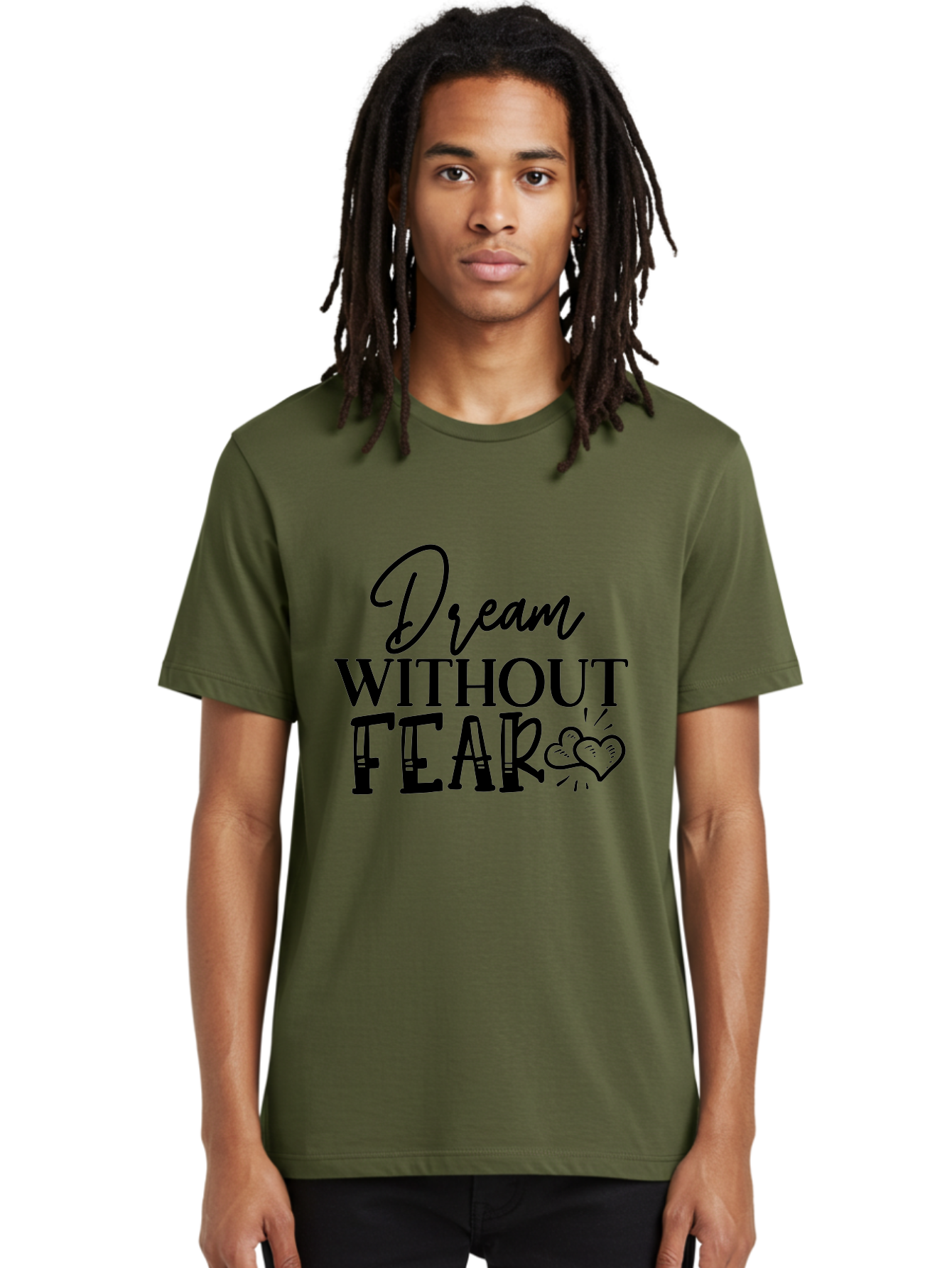 Dream Without Fear Men'S Graphic Tee, 100% Cotton, Comfortable Casual Summer Wear, Machine Washable, Inspirational Quote, Motivational Phrase, Dream Big, Fearless Attitude, Positive Vibes, Heart Symbol, Dream Without Fear Aae249 16