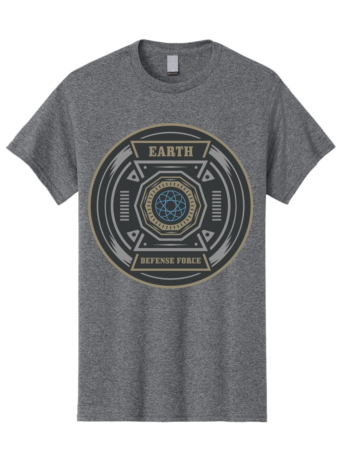Earth Defense Force Men'S Graphic Tee, 100% Cotton, Comfortable Casual Summer Wear, Machine Washable, Futuristic Logo, Sci-Fi Emblem, Defense Force Badge, Earth Protection, Geometric Shapes, Metallic Design, Advanced Technology, Aae250