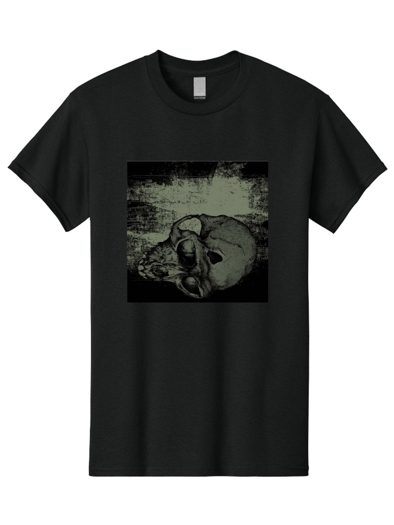 Echo Of Death Men'S Graphic Tee, 100% Cotton, Comfortable Casual Summer Wear, Machine Washable, Dark Artwork, Gothic Illustration, Human Skull, Grunge Style, Mysterious Ambiance, Eerie Atmosphere, Monochromatic Tones Aae251 4