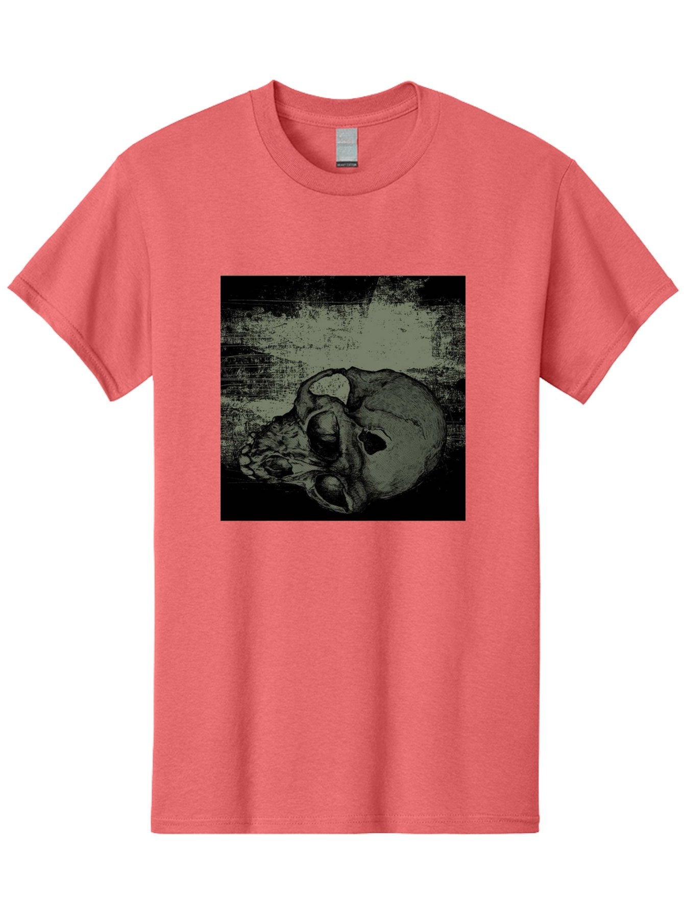 Echo Of Death Men'S Graphic Tee, 100% Cotton, Comfortable Casual Summer Wear, Machine Washable, Dark Artwork, Gothic Illustration, Human Skull, Grunge Style, Mysterious Ambiance, Eerie Atmosphere, Monochromatic Tones Aae251 13