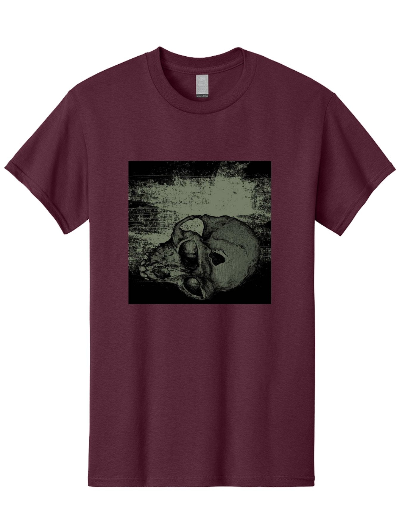 Echo Of Death Men'S Graphic Tee, 100% Cotton, Comfortable Casual Summer Wear, Machine Washable, Dark Artwork, Gothic Illustration, Human Skull, Grunge Style, Mysterious Ambiance, Eerie Atmosphere, Monochromatic Tones Aae251 6