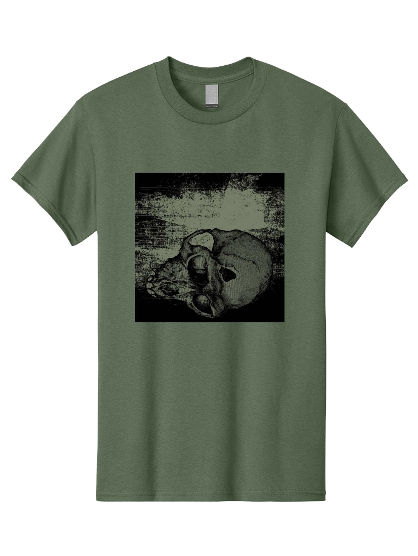 Echo Of Death Men'S Graphic Tee, 100% Cotton, Comfortable Casual Summer Wear, Machine Washable, Dark Artwork, Gothic Illustration, Human Skull, Grunge Style, Mysterious Ambiance, Eerie Atmosphere, Monochromatic Tones Aae251 7