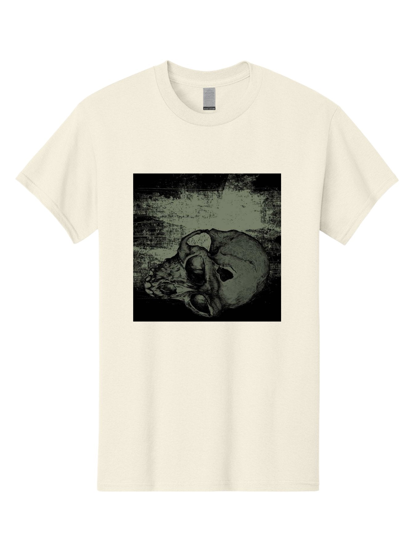 Echo Of Death Men'S Graphic Tee, 100% Cotton, Comfortable Casual Summer Wear, Machine Washable, Dark Artwork, Gothic Illustration, Human Skull, Grunge Style, Mysterious Ambiance, Eerie Atmosphere, Monochromatic Tones Aae251 11