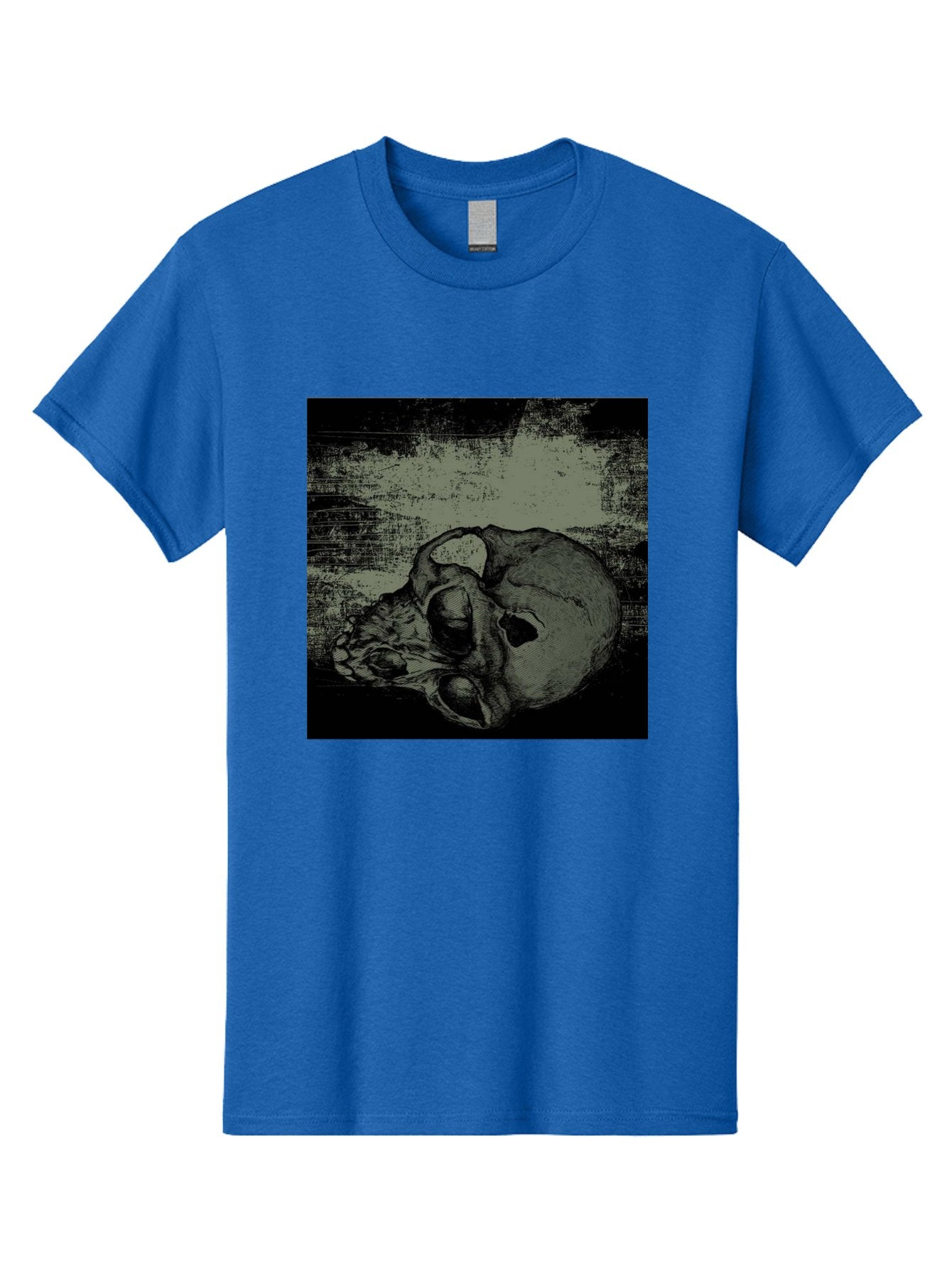 Echo Of Death Men'S Graphic Tee, 100% Cotton, Comfortable Casual Summer Wear, Machine Washable, Dark Artwork, Gothic Illustration, Human Skull, Grunge Style, Mysterious Ambiance, Eerie Atmosphere, Monochromatic Tones Aae251