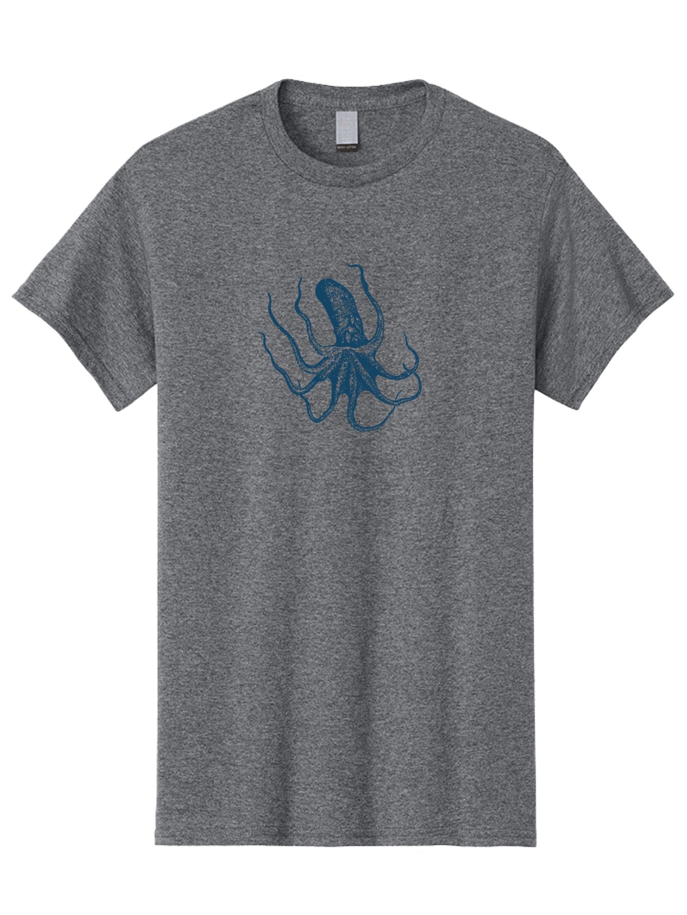 Eight-Legged Sea Monster Men'S Graphic Tee, 100% Cotton, Comfortable Casual Summer Wear, Machine Washable, Octopus Illustration, Blue Octopus, Sea Creature, Underwater Life, Marine Animal, Ocean Dweller, Cephalopod, Tentacles, Squid-Like, Aae255