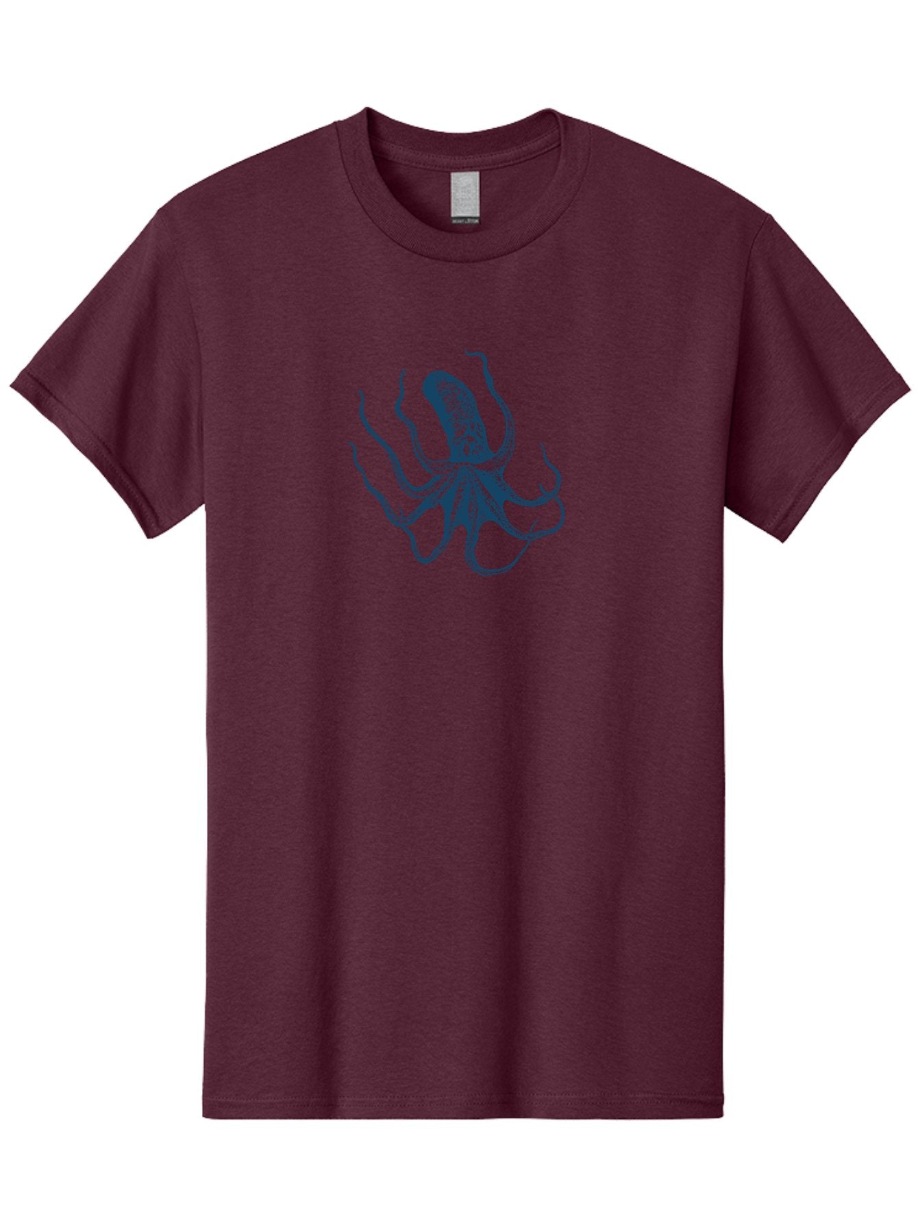 Eight-Legged Sea Monster Men'S Graphic Tee, 100% Cotton, Comfortable Casual Summer Wear, Machine Washable, Octopus Illustration, Blue Octopus, Sea Creature, Underwater Life, Marine Animal, Ocean Dweller, Cephalopod, Tentacles, Squid-Like, Aae255 4