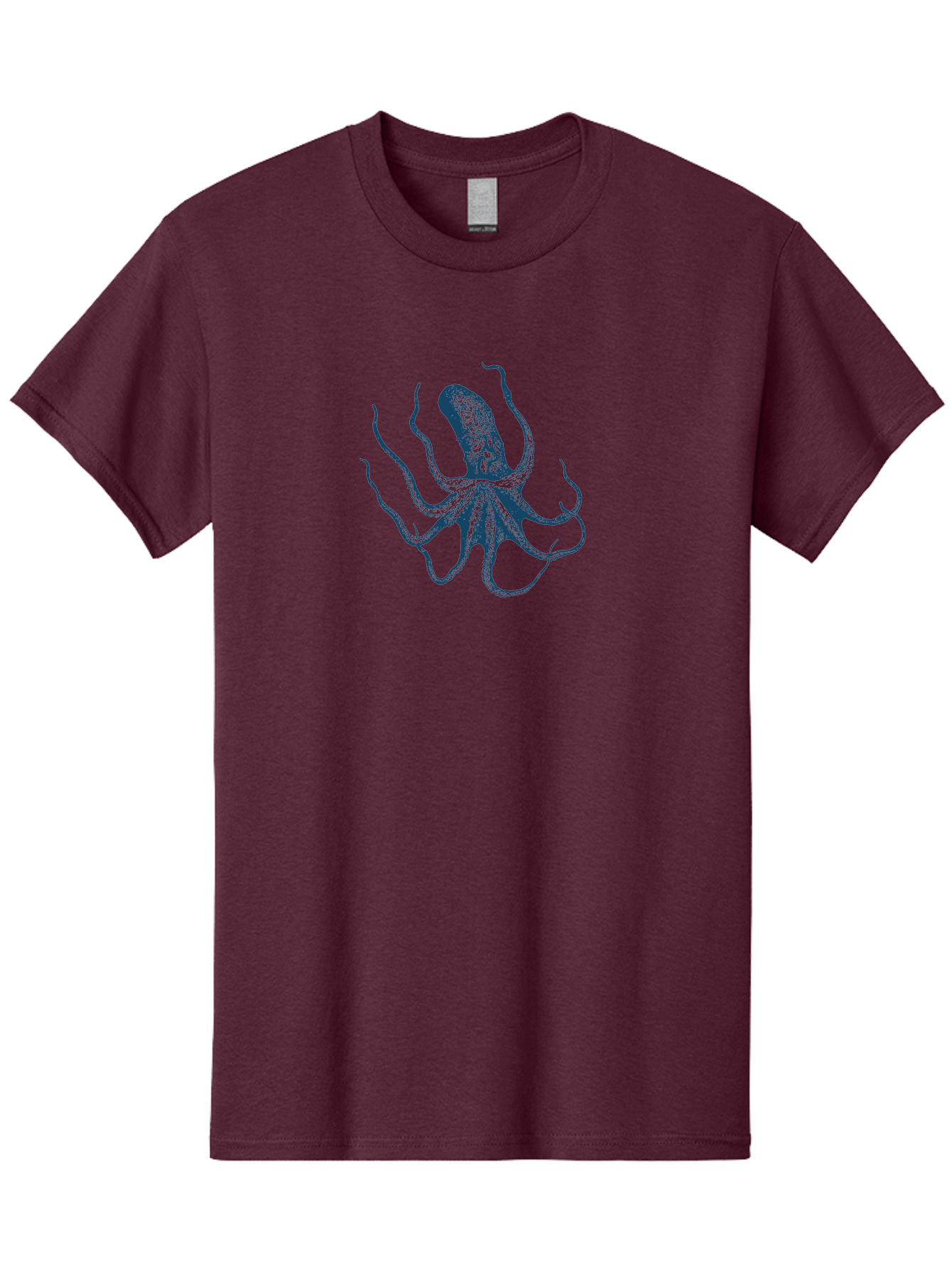 Eight-Legged Sea Monster Men'S Graphic Tee, 100% Cotton, Comfortable Casual Summer Wear, Machine Washable, Octopus Illustration, Blue Octopus, Sea Creature, Underwater Life, Marine Animal, Ocean Dweller, Cephalopod, Tentacles, Squid-Like, Aae255 23