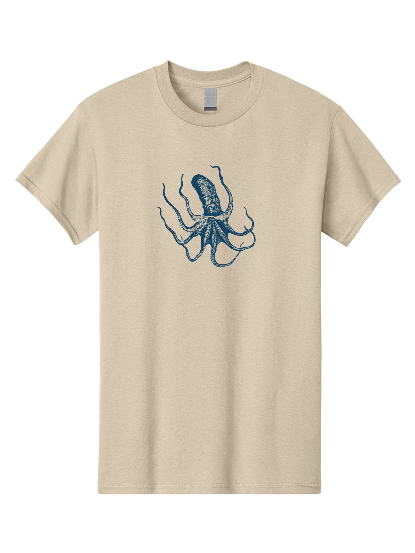 Eight-Legged Sea Monster Men'S Graphic Tee, 100% Cotton, Comfortable Casual Summer Wear, Machine Washable, Octopus Illustration, Blue Octopus, Sea Creature, Underwater Life, Marine Animal, Ocean Dweller, Cephalopod, Tentacles, Squid-Like, Aae255 3