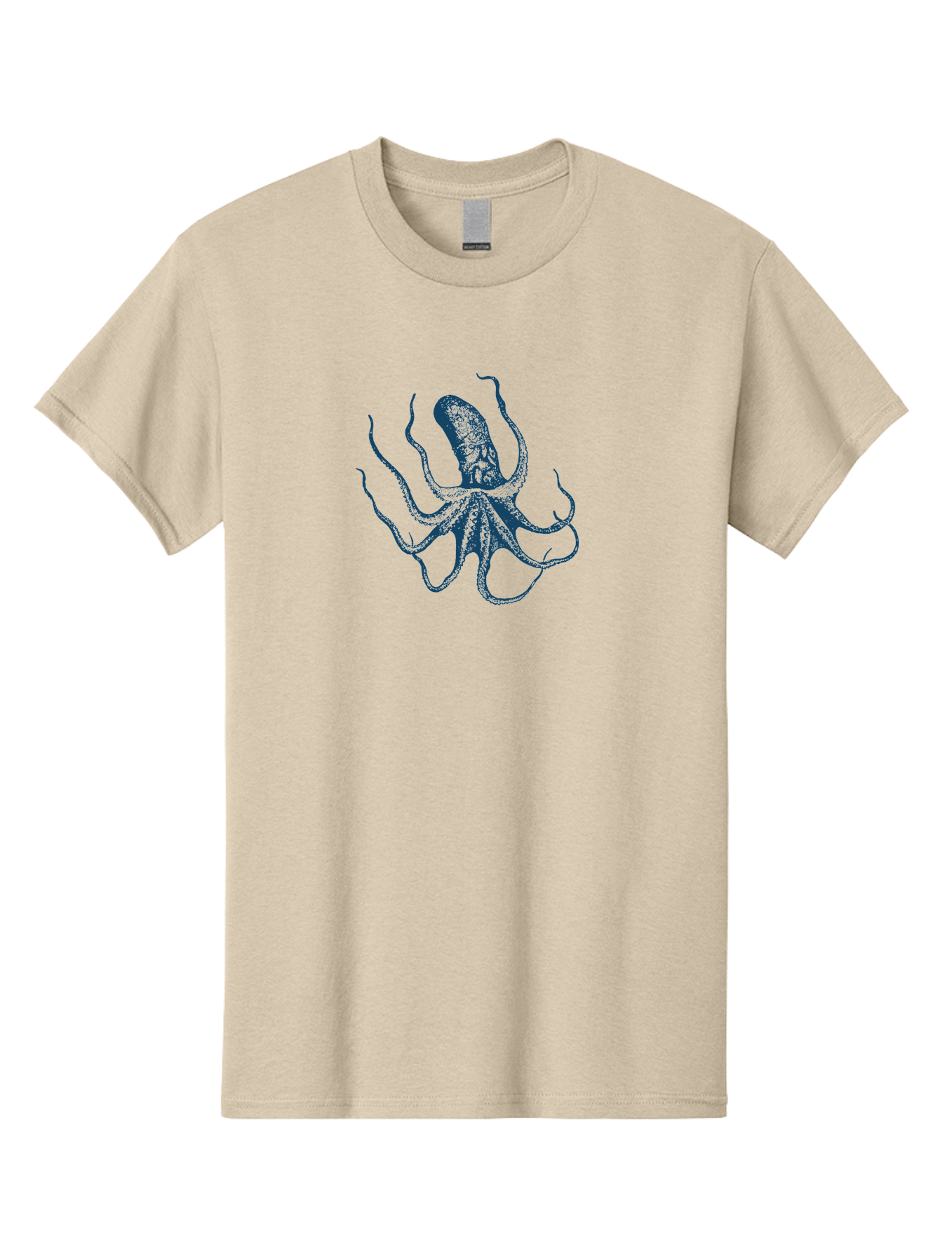 Eight-Legged Sea Monster Men'S Graphic Tee, 100% Cotton, Comfortable Casual Summer Wear, Machine Washable, Octopus Illustration, Blue Octopus, Sea Creature, Underwater Life, Marine Animal, Ocean Dweller, Cephalopod, Tentacles, Squid-Like, Aae255 17