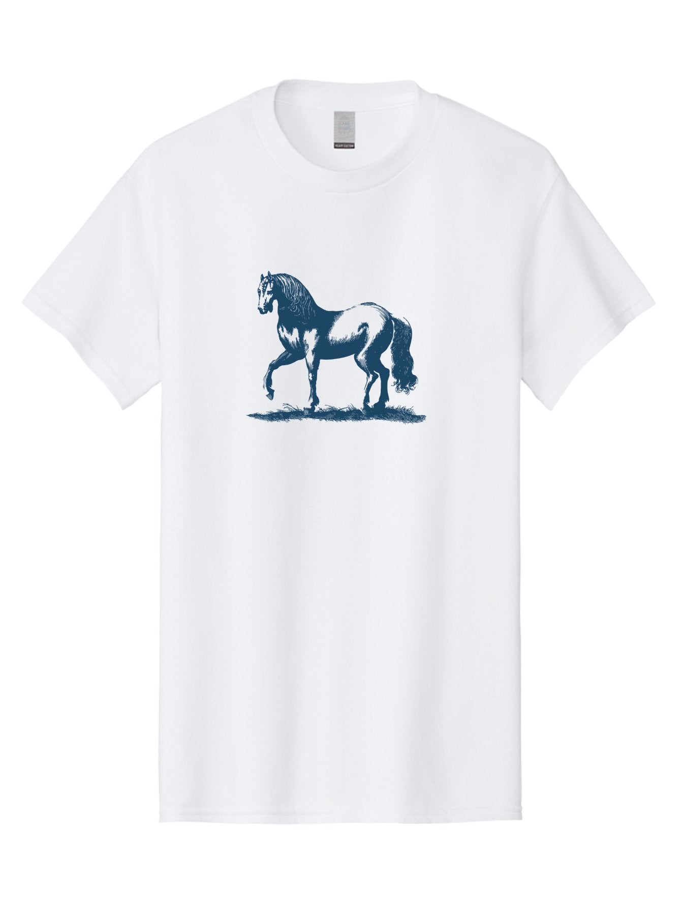 Elegant Horse Men'S Graphic Tee, 100% Cotton, Comfortable Casual Summer Wear, Machine Washable, Horse Running, Dynamic Movement, Equine Art, Horse Illustration, Majestic Animal, Flowing Mane, Dynamic Pose, Grassy Ground, Bold Lines Aae257 5