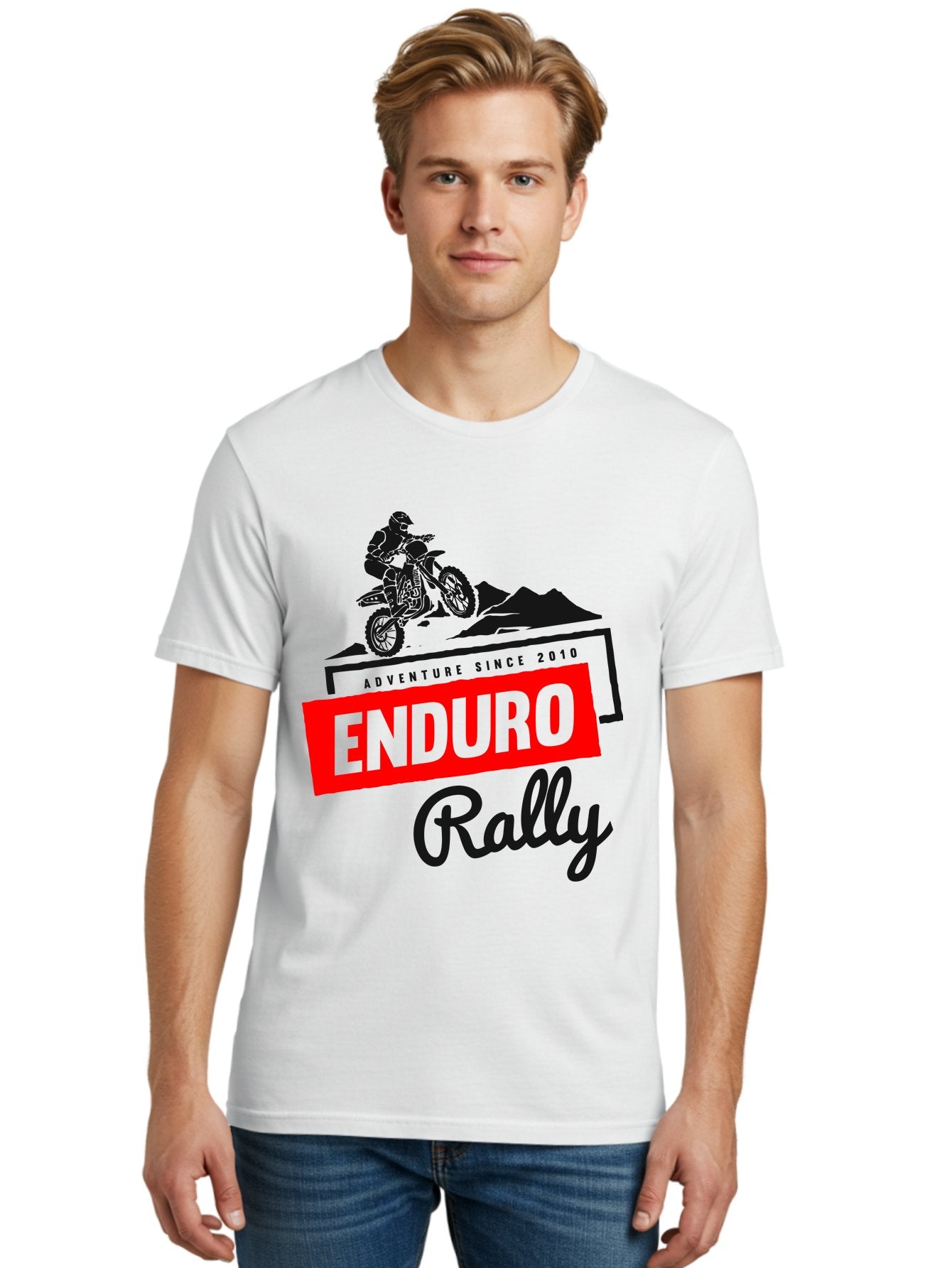 Enduro Rally Men'S Graphic Tee, 100% Cotton, Comfortable Casual Summer Wear, Machine Washable, Enduro Rally, Off-Road Adventure, Dirt Biking, Motorsports Event, Extreme Sports, Adventure Since 2010 Aae260 26