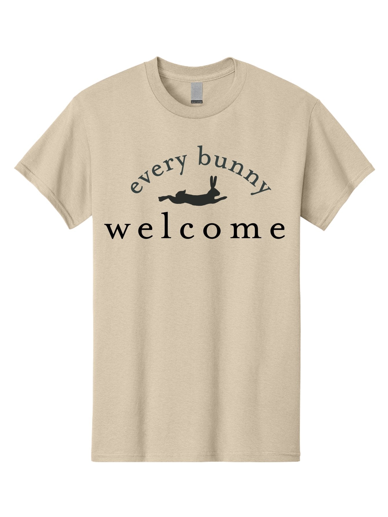 Every Bunny Welcome Men'S Graphic Tee, 100% Cotton, Comfortable Casual Summer Wear, Machine Washable, Bunny Silhouette, Every Bunny Welcome Sign, Rabbit Graphic, Welcome Message, Black Text, Funny Bunny, Cute Rabbit Aae263 13
