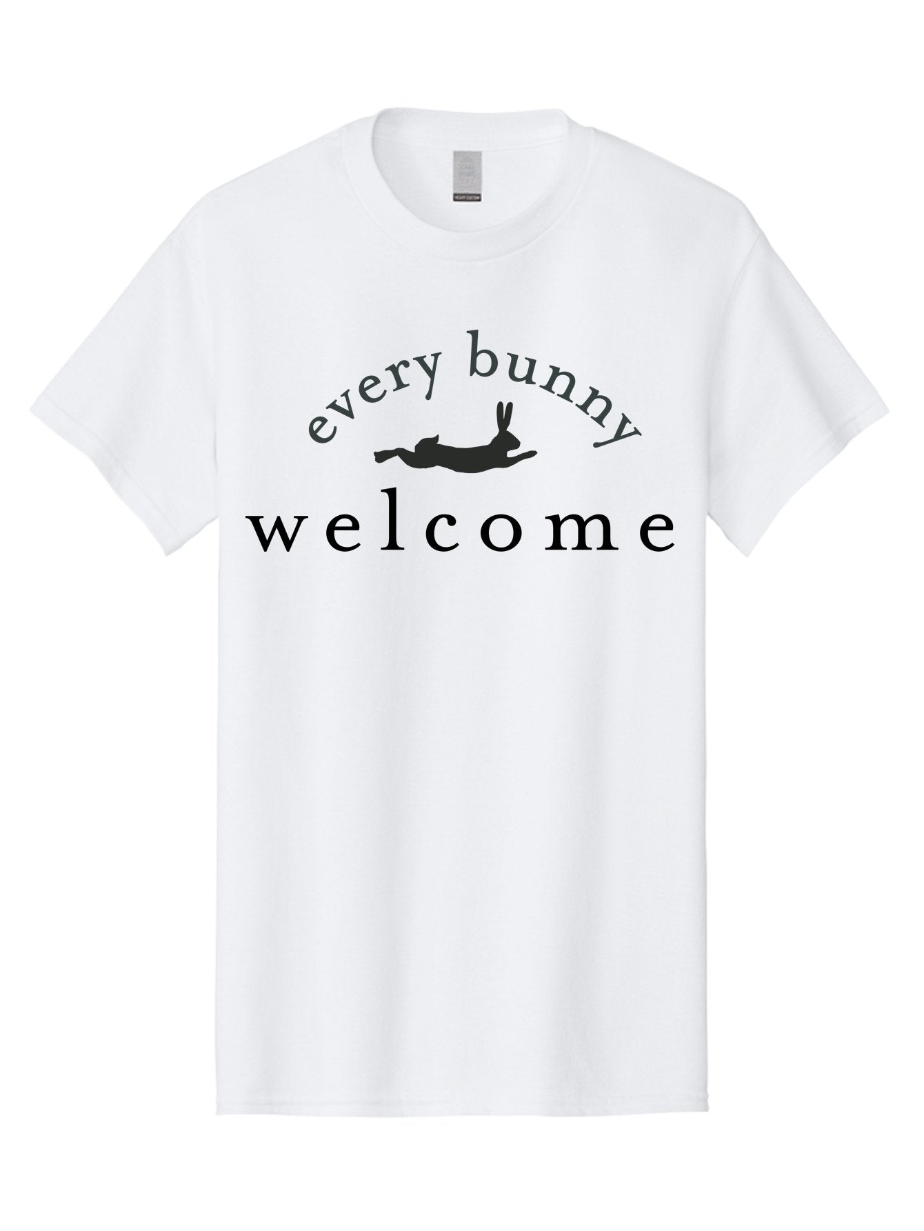 Every Bunny Welcome Men'S Graphic Tee, 100% Cotton, Comfortable Casual Summer Wear, Machine Washable, Bunny Silhouette, Every Bunny Welcome Sign, Rabbit Graphic, Welcome Message, Black Text, Funny Bunny, Cute Rabbit Aae263 11