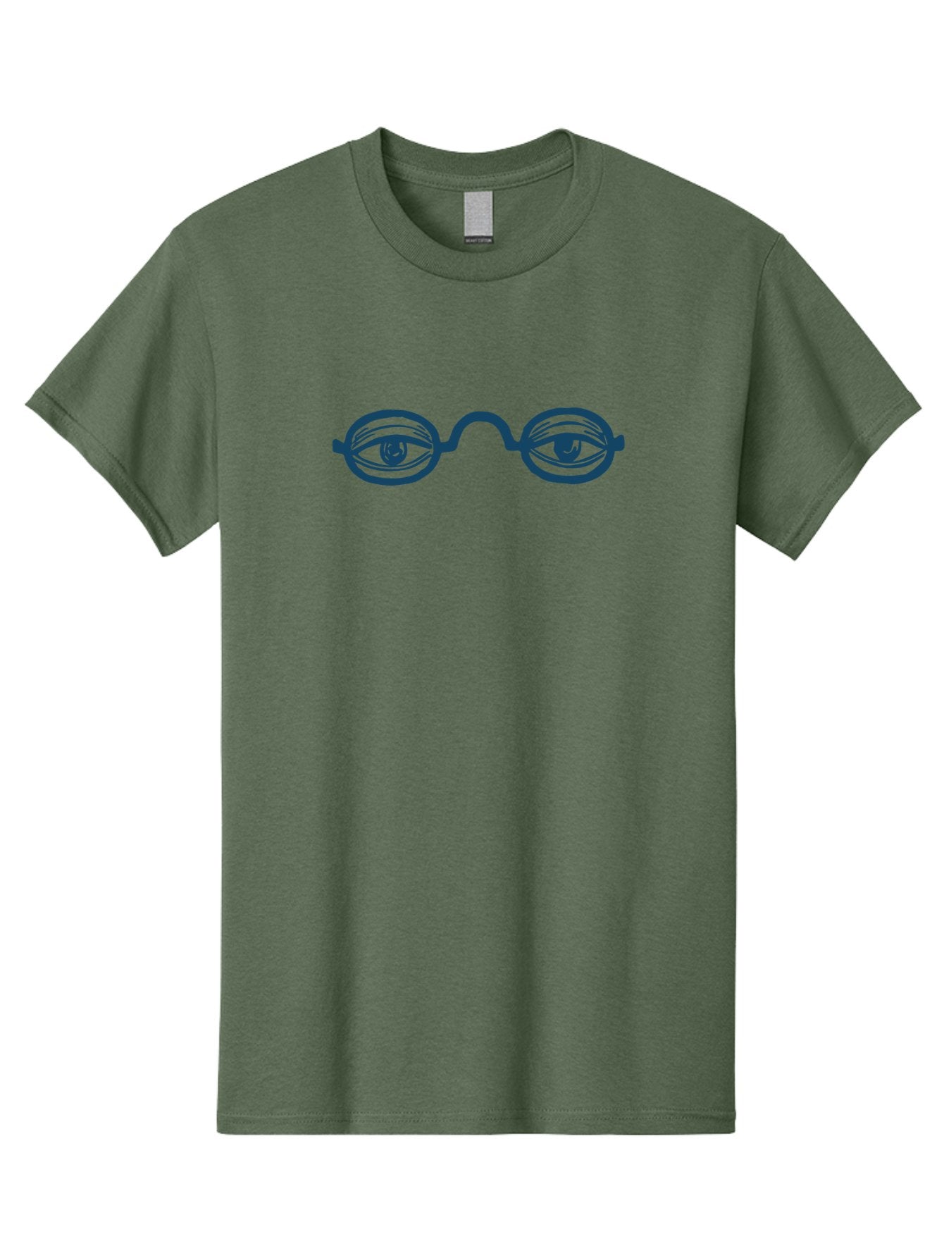 Eye Print Glasses Men'S Graphic Tee, 100% Cotton, Comfortable Casual Summer Wear, Machine Washable, Stylish Glasses, Abstract Eyes, Minimalist Design, Blue Illustration, Quirky Art, Unique Visual, Glasses With Eyes, Modern Illustration, Aae268 4