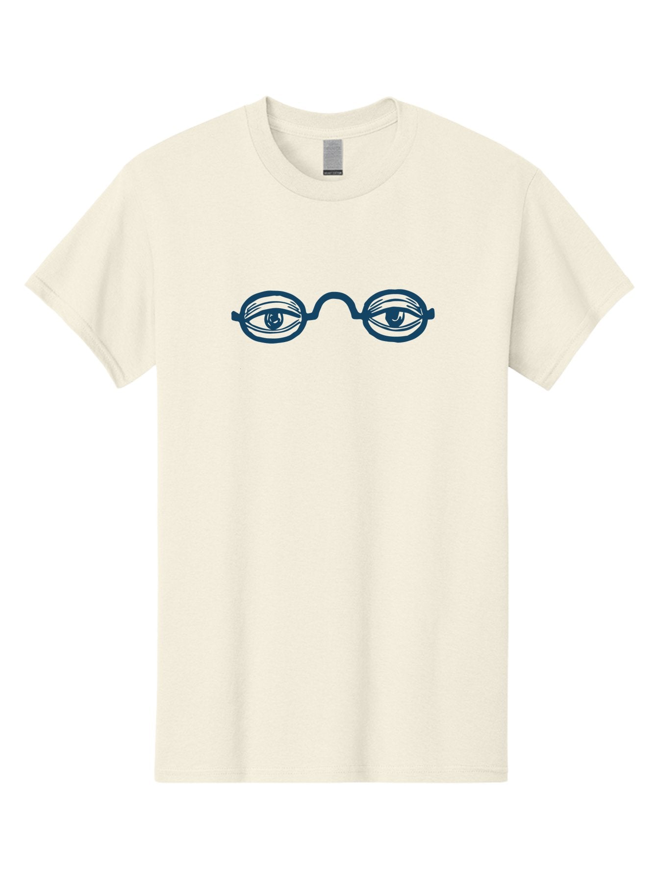 Eye Print Glasses Men'S Graphic Tee, 100% Cotton, Comfortable Casual Summer Wear, Machine Washable, Stylish Glasses, Abstract Eyes, Minimalist Design, Blue Illustration, Quirky Art, Unique Visual, Glasses With Eyes, Modern Illustration, Aae268