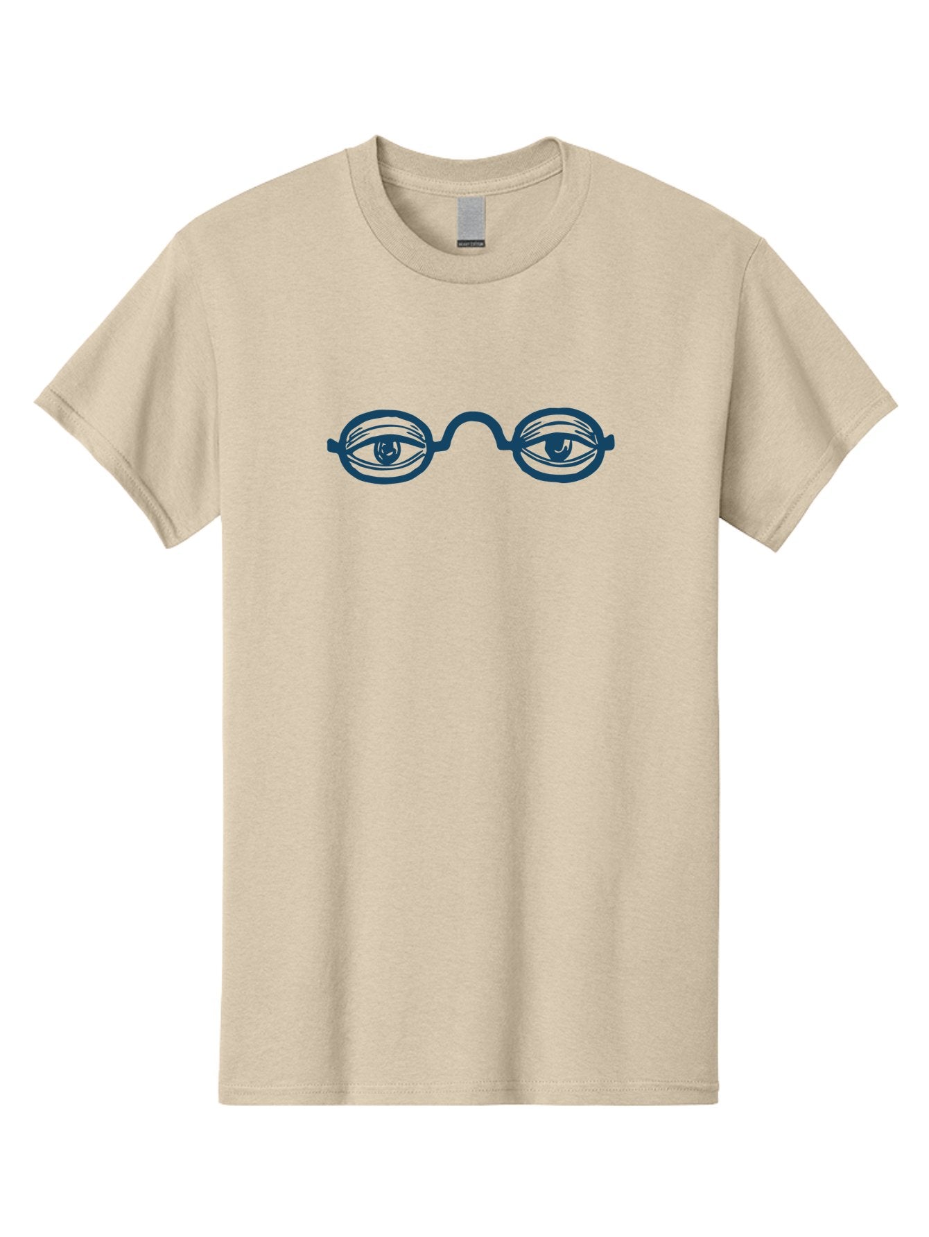 Eye Print Glasses Men'S Graphic Tee, 100% Cotton, Comfortable Casual Summer Wear, Machine Washable, Stylish Glasses, Abstract Eyes, Minimalist Design, Blue Illustration, Quirky Art, Unique Visual, Glasses With Eyes, Modern Illustration, Aae268 3