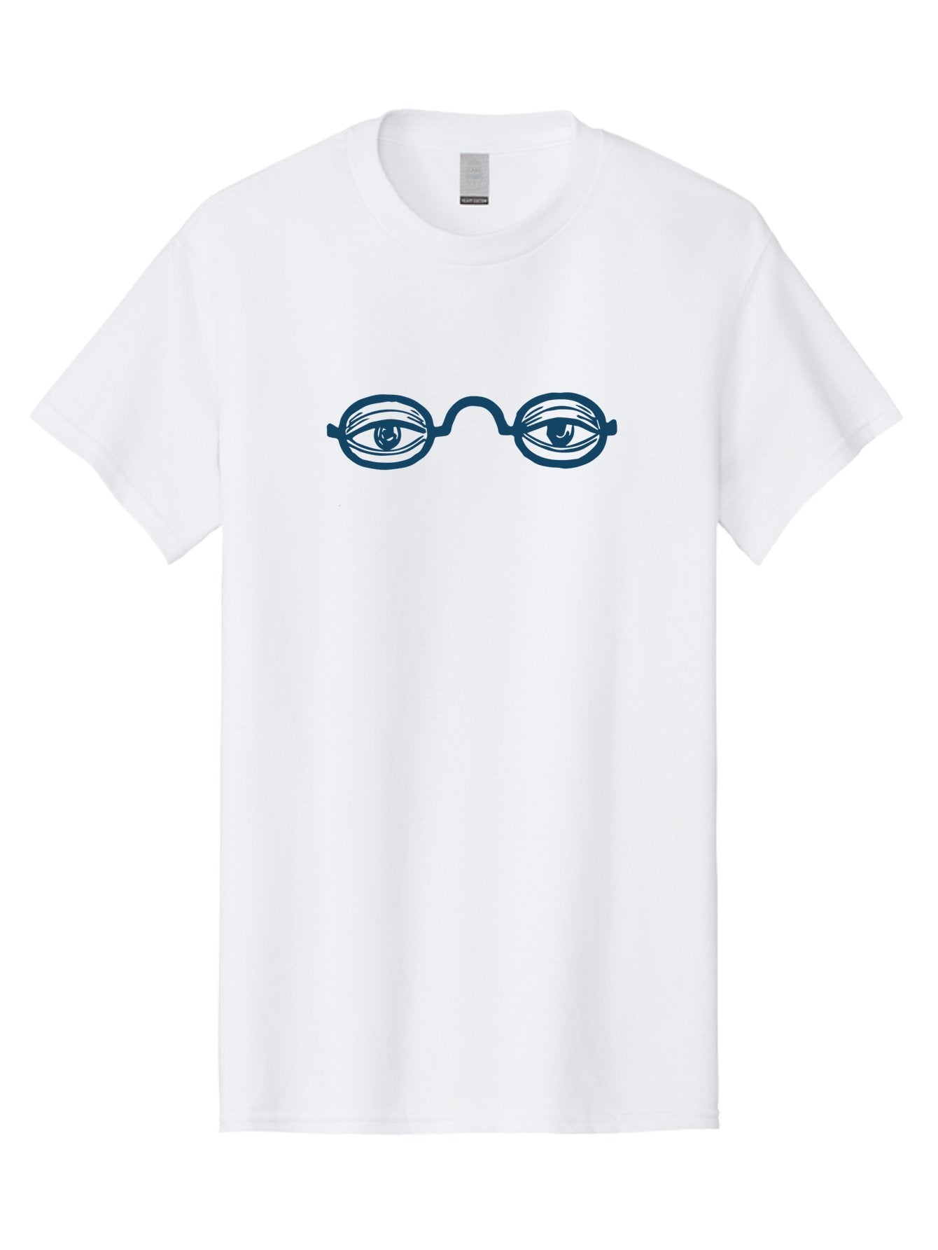 Eye Print Glasses Men'S Graphic Tee, 100% Cotton, Comfortable Casual Summer Wear, Machine Washable, Stylish Glasses, Abstract Eyes, Minimalist Design, Blue Illustration, Quirky Art, Unique Visual, Glasses With Eyes, Modern Illustration, Aae268 15