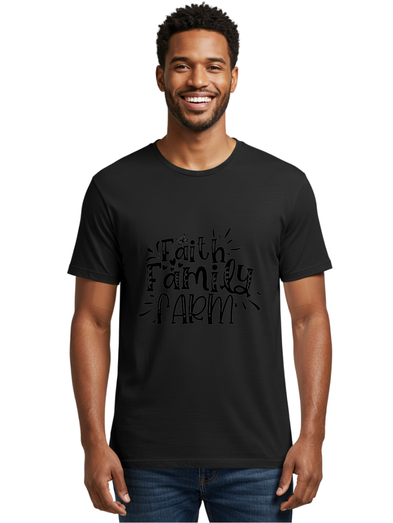 Faith Family Farm Men'S Graphic Tee, 100% Cotton, Comfortable Casual Summer Wear, Machine Washable, Faith, Family, Farm, Rural Life, Farmhouse Style, Farm Fresh, Country Living, Agricultural Values, Inspirational Quotes, Rustic Charm Aae271 24