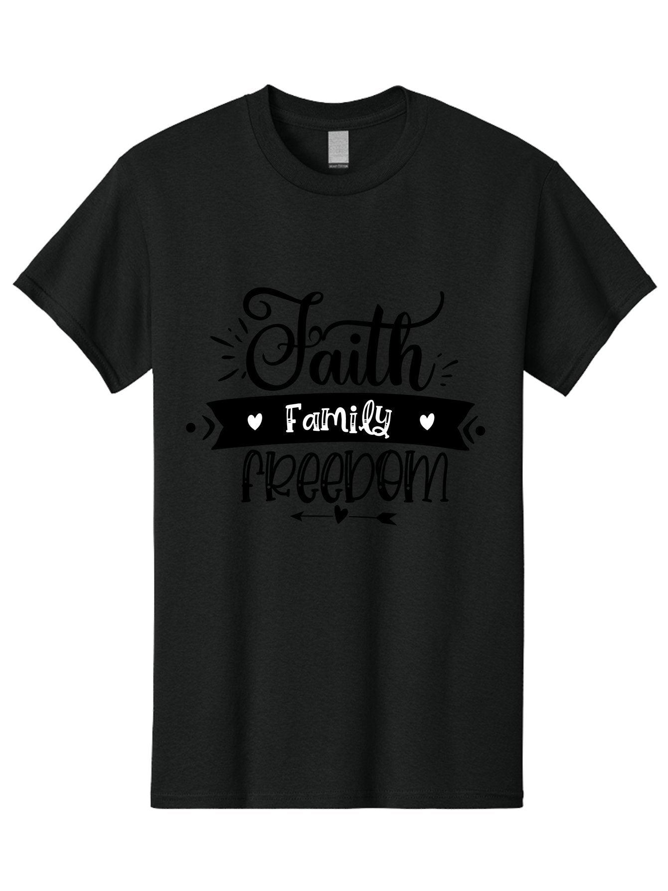 Faith Family Freedom Men'S Graphic Tee, 100% Cotton, Comfortable Casual Summer Wear, Machine Washable, Faith Family Freedom, Inspirational Quote, Patriotic Phrase, Motivational Words, Heartwarming Message, Handwritten Font, Aae273 14