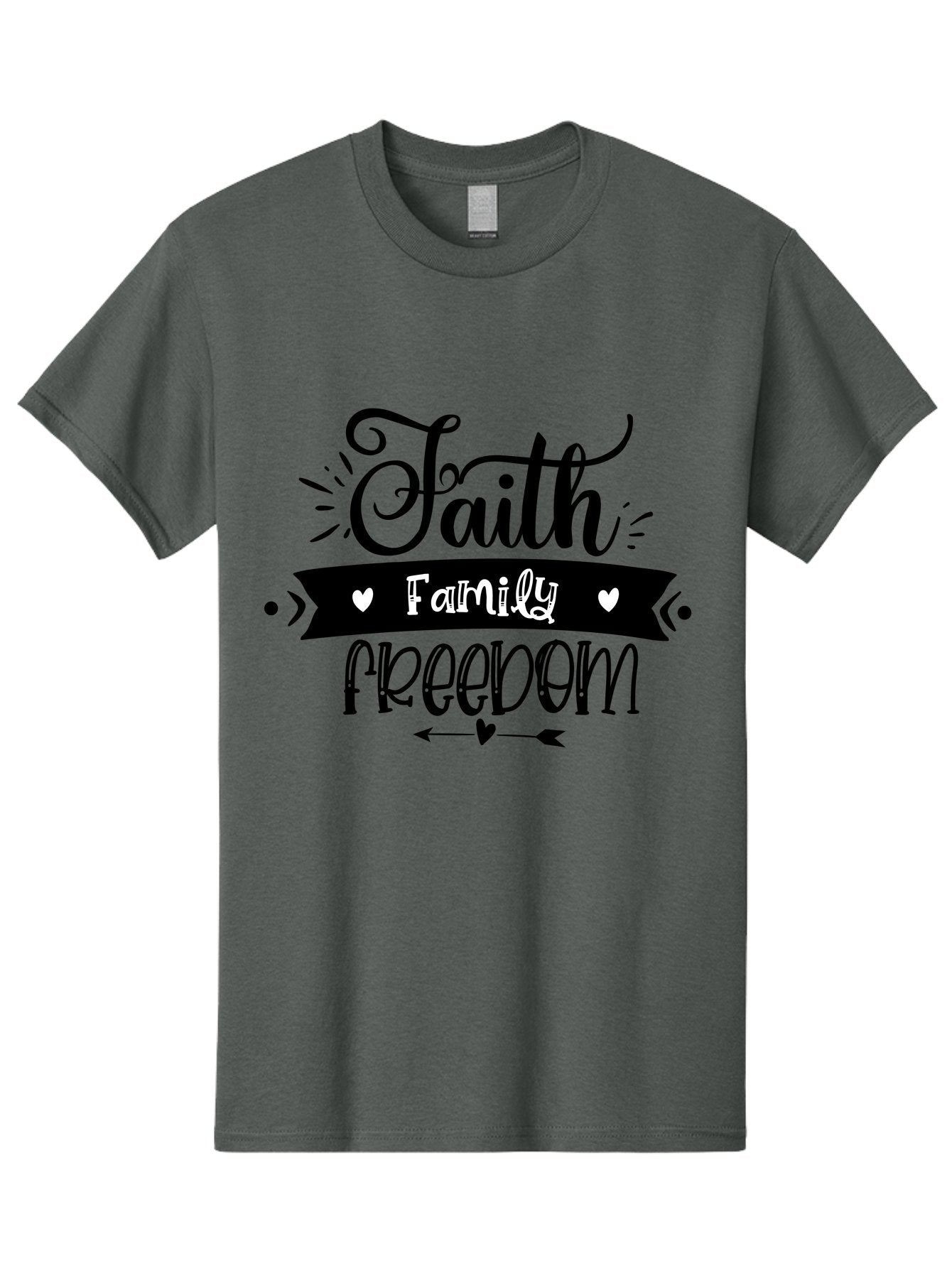 Faith Family Freedom Men'S Graphic Tee, 100% Cotton, Comfortable Casual Summer Wear, Machine Washable, Faith Family Freedom, Inspirational Quote, Patriotic Phrase, Motivational Words, Heartwarming Message, Handwritten Font, Aae273 4