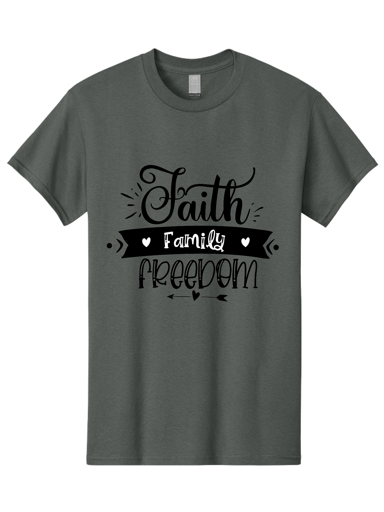 Faith Family Freedom Men'S Graphic Tee, 100% Cotton, Comfortable Casual Summer Wear, Machine Washable, Faith Family Freedom, Inspirational Quote, Patriotic Phrase, Motivational Words, Heartwarming Message, Handwritten Font, Aae273 23