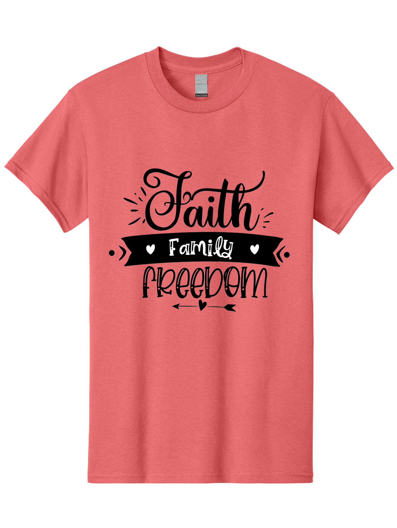 Faith Family Freedom Men'S Graphic Tee, 100% Cotton, Comfortable Casual Summer Wear, Machine Washable, Faith Family Freedom, Inspirational Quote, Patriotic Phrase, Motivational Words, Heartwarming Message, Handwritten Font, Aae273 13