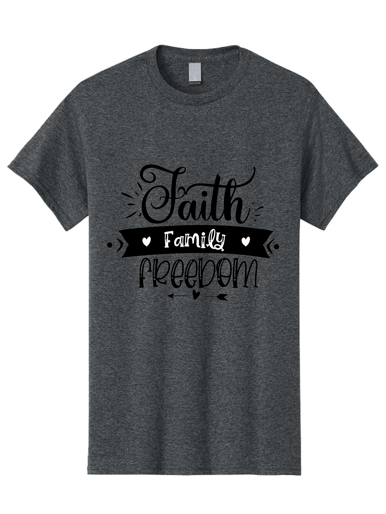 Faith Family Freedom Men'S Graphic Tee, 100% Cotton, Comfortable Casual Summer Wear, Machine Washable, Faith Family Freedom, Inspirational Quote, Patriotic Phrase, Motivational Words, Heartwarming Message, Handwritten Font, Aae273 19