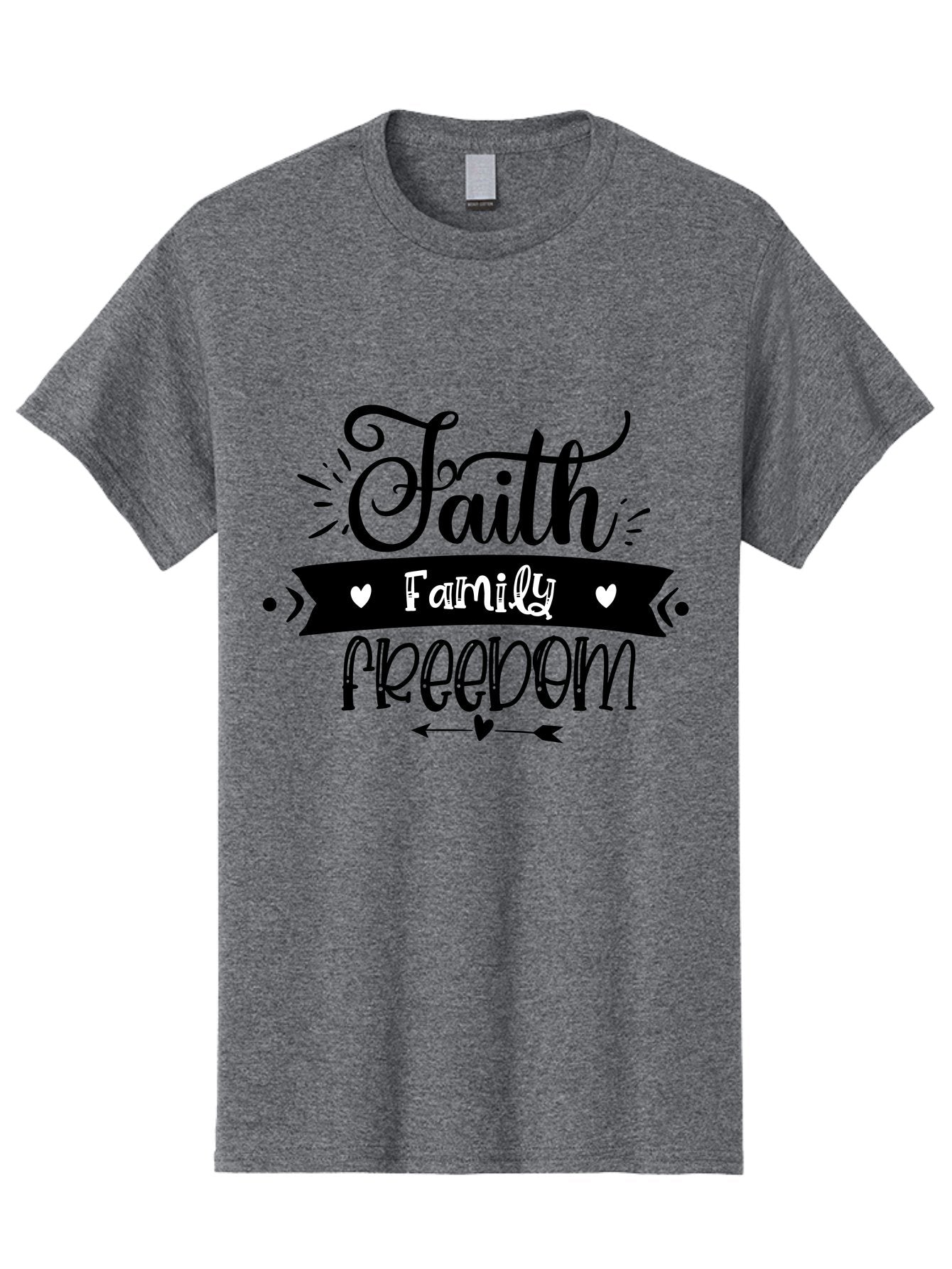 Faith Family Freedom Men'S Graphic Tee, 100% Cotton, Comfortable Casual Summer Wear, Machine Washable, Faith Family Freedom, Inspirational Quote, Patriotic Phrase, Motivational Words, Heartwarming Message, Handwritten Font, Aae273 12