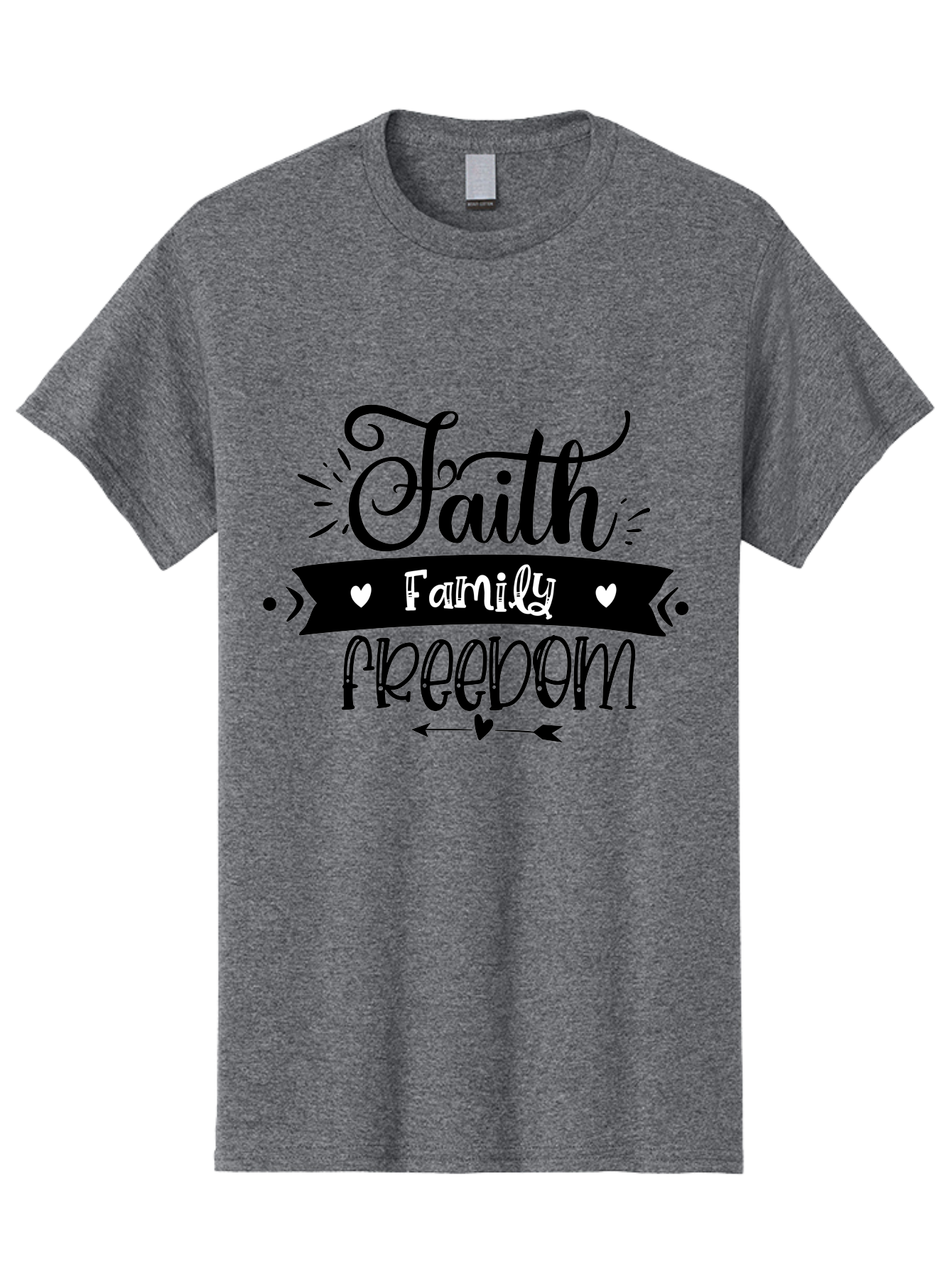 Faith Family Freedom Men'S Graphic Tee, 100% Cotton, Comfortable Casual Summer Wear, Machine Washable, Faith Family Freedom, Inspirational Quote, Patriotic Phrase, Motivational Words, Heartwarming Message, Handwritten Font, Aae273 5