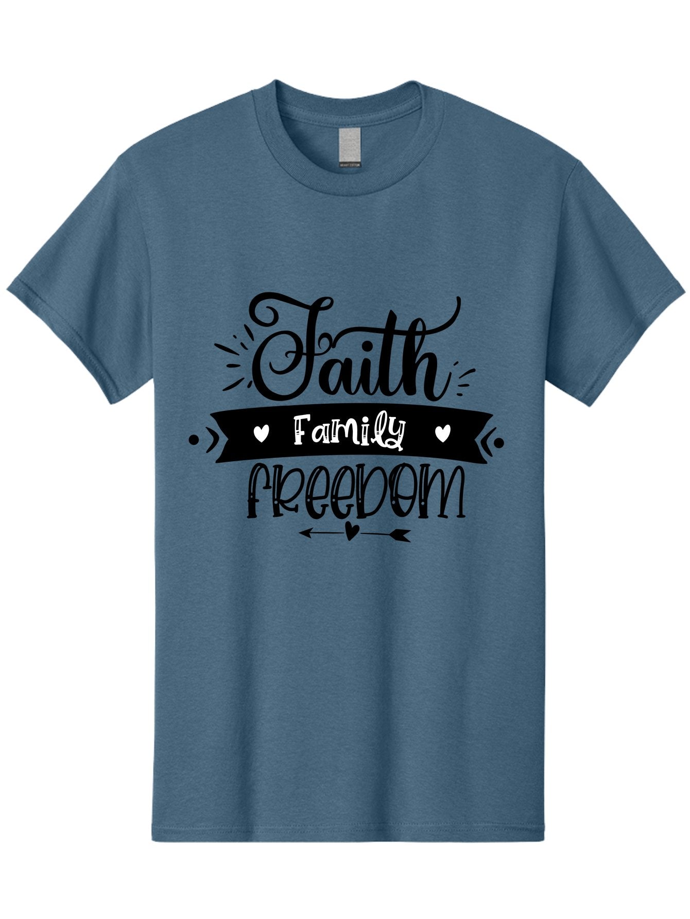 Faith Family Freedom Men'S Graphic Tee, 100% Cotton, Comfortable Casual Summer Wear, Machine Washable, Faith Family Freedom, Inspirational Quote, Patriotic Phrase, Motivational Words, Heartwarming Message, Handwritten Font, Aae273 8