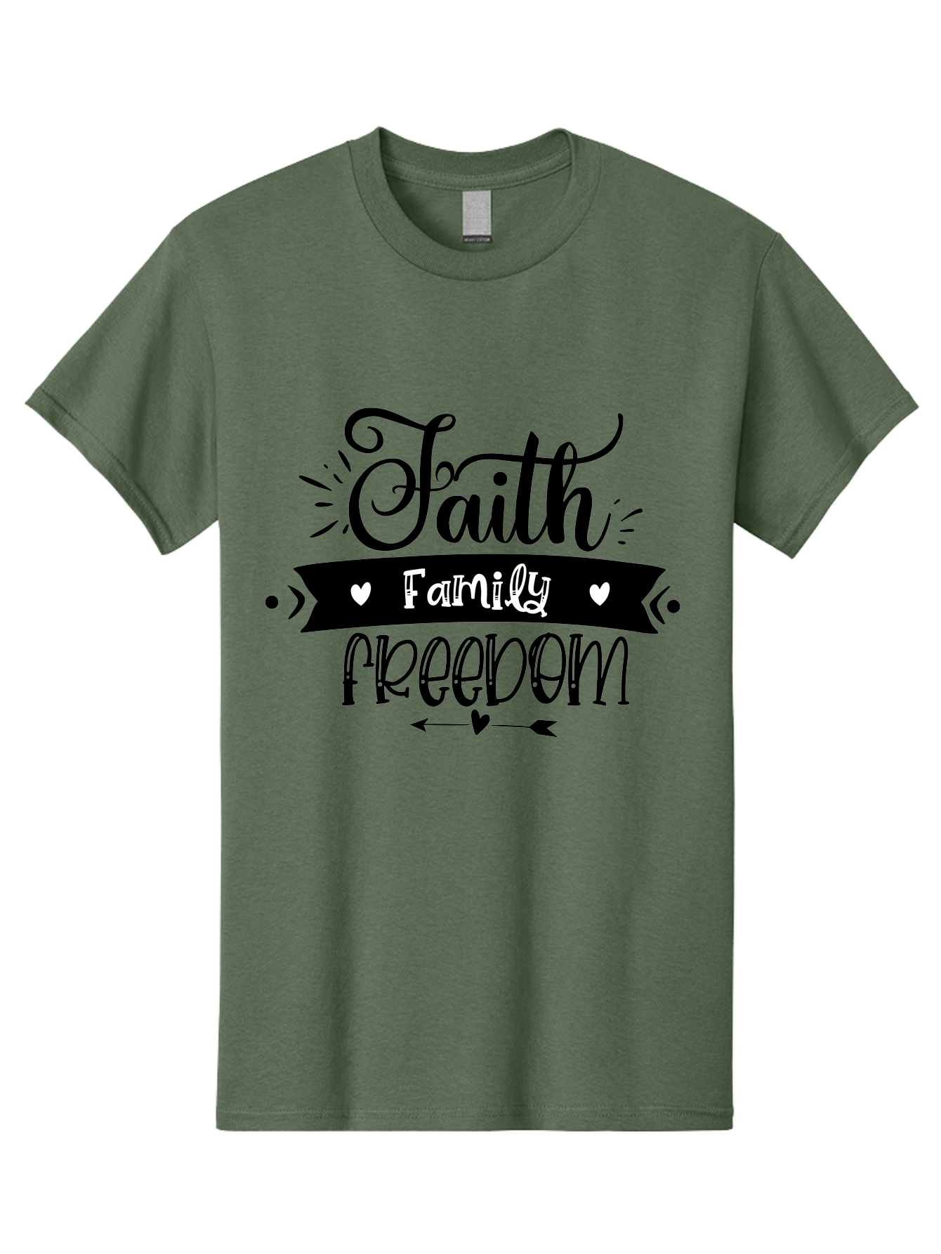 Faith Family Freedom Men'S Graphic Tee, 100% Cotton, Comfortable Casual Summer Wear, Machine Washable, Faith Family Freedom, Inspirational Quote, Patriotic Phrase, Motivational Words, Heartwarming Message, Handwritten Font, Aae273 17