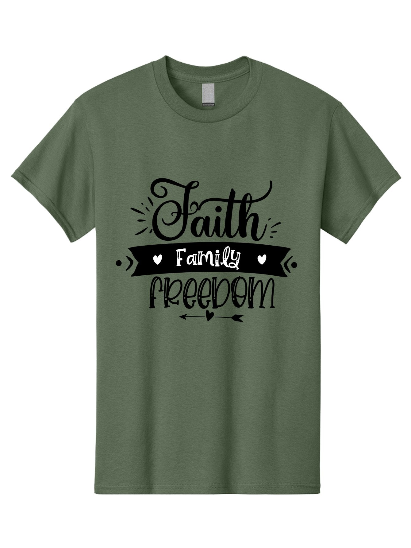 Faith Family Freedom Men'S Graphic Tee, 100% Cotton, Comfortable Casual Summer Wear, Machine Washable, Faith Family Freedom, Inspirational Quote, Patriotic Phrase, Motivational Words, Heartwarming Message, Handwritten Font, Aae273 3
