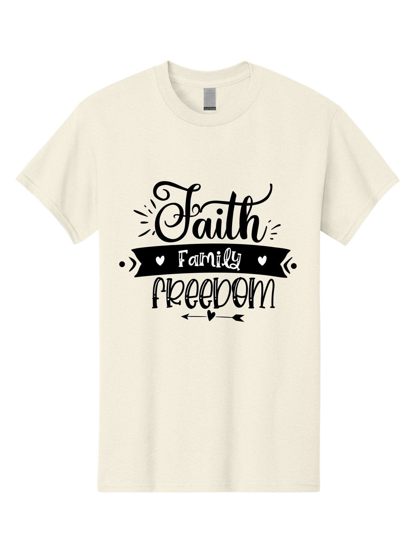 Faith Family Freedom Men'S Graphic Tee, 100% Cotton, Comfortable Casual Summer Wear, Machine Washable, Faith Family Freedom, Inspirational Quote, Patriotic Phrase, Motivational Words, Heartwarming Message, Handwritten Font, Aae273 9