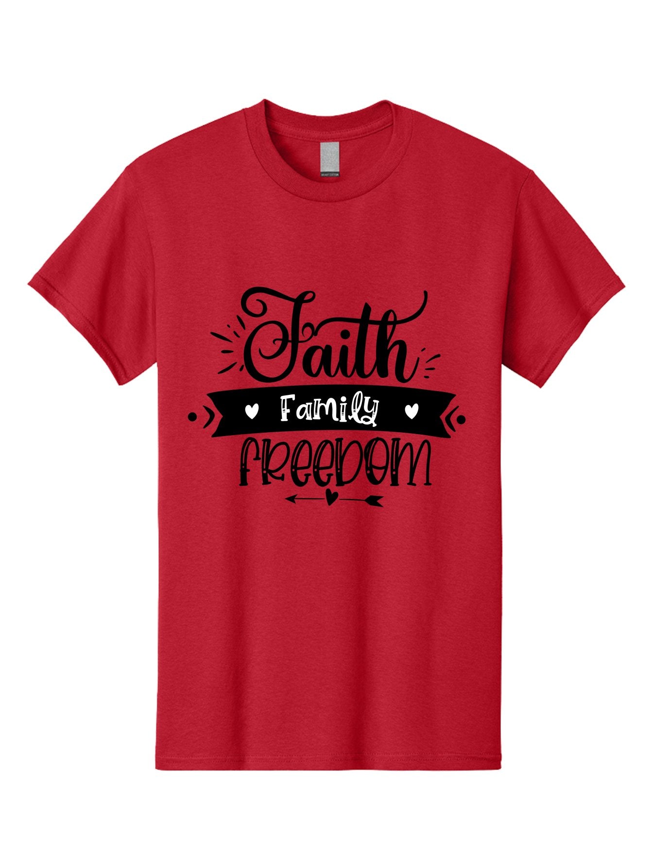 Faith Family Freedom Men'S Graphic Tee, 100% Cotton, Comfortable Casual Summer Wear, Machine Washable, Faith Family Freedom, Inspirational Quote, Patriotic Phrase, Motivational Words, Heartwarming Message, Handwritten Font, Aae273 10