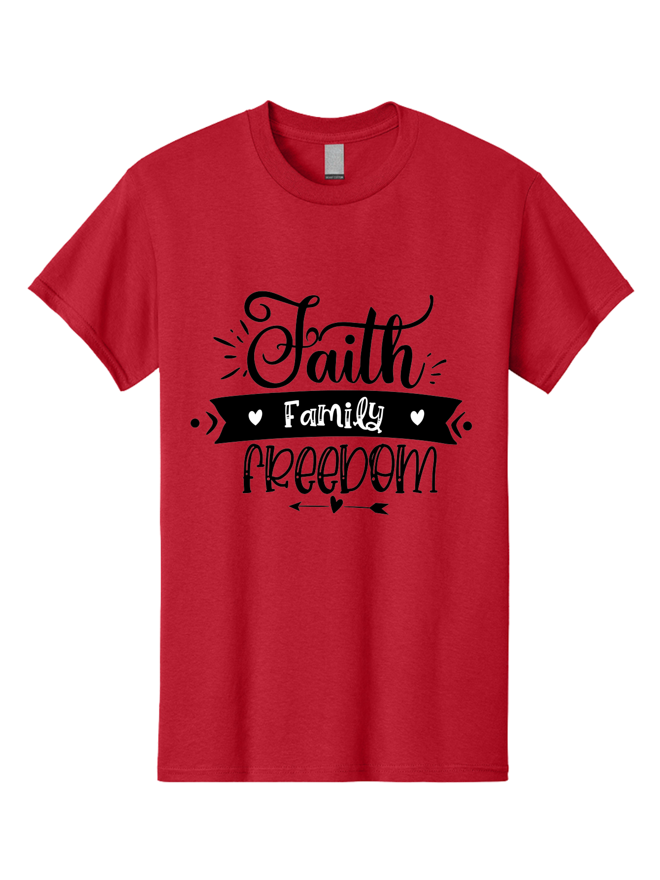 Faith Family Freedom Men'S Graphic Tee, 100% Cotton, Comfortable Casual Summer Wear, Machine Washable, Faith Family Freedom, Inspirational Quote, Patriotic Phrase, Motivational Words, Heartwarming Message, Handwritten Font, Aae273 27