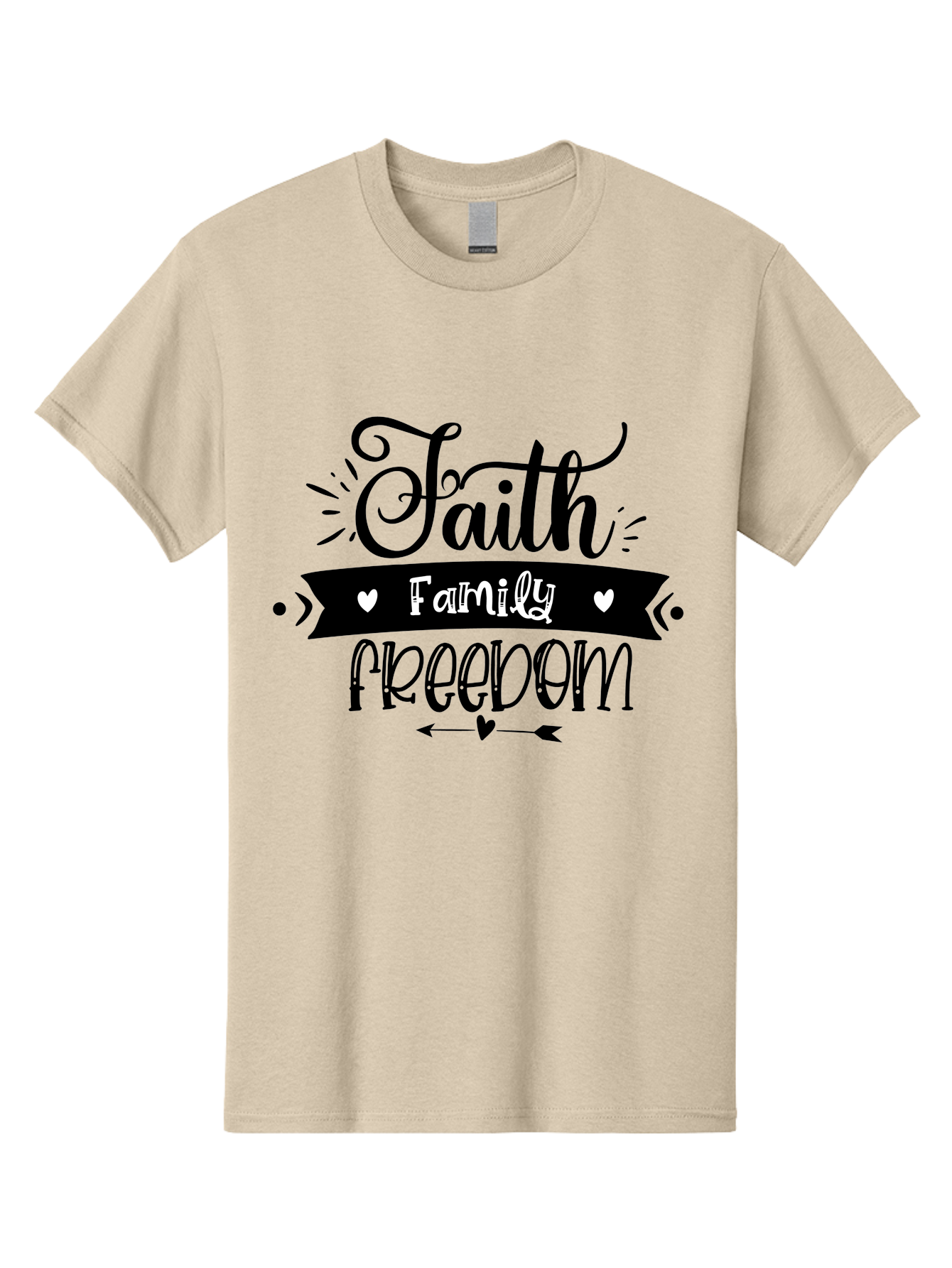 Faith Family Freedom Men'S Graphic Tee, 100% Cotton, Comfortable Casual Summer Wear, Machine Washable, Faith Family Freedom, Inspirational Quote, Patriotic Phrase, Motivational Words, Heartwarming Message, Handwritten Font, Aae273 15