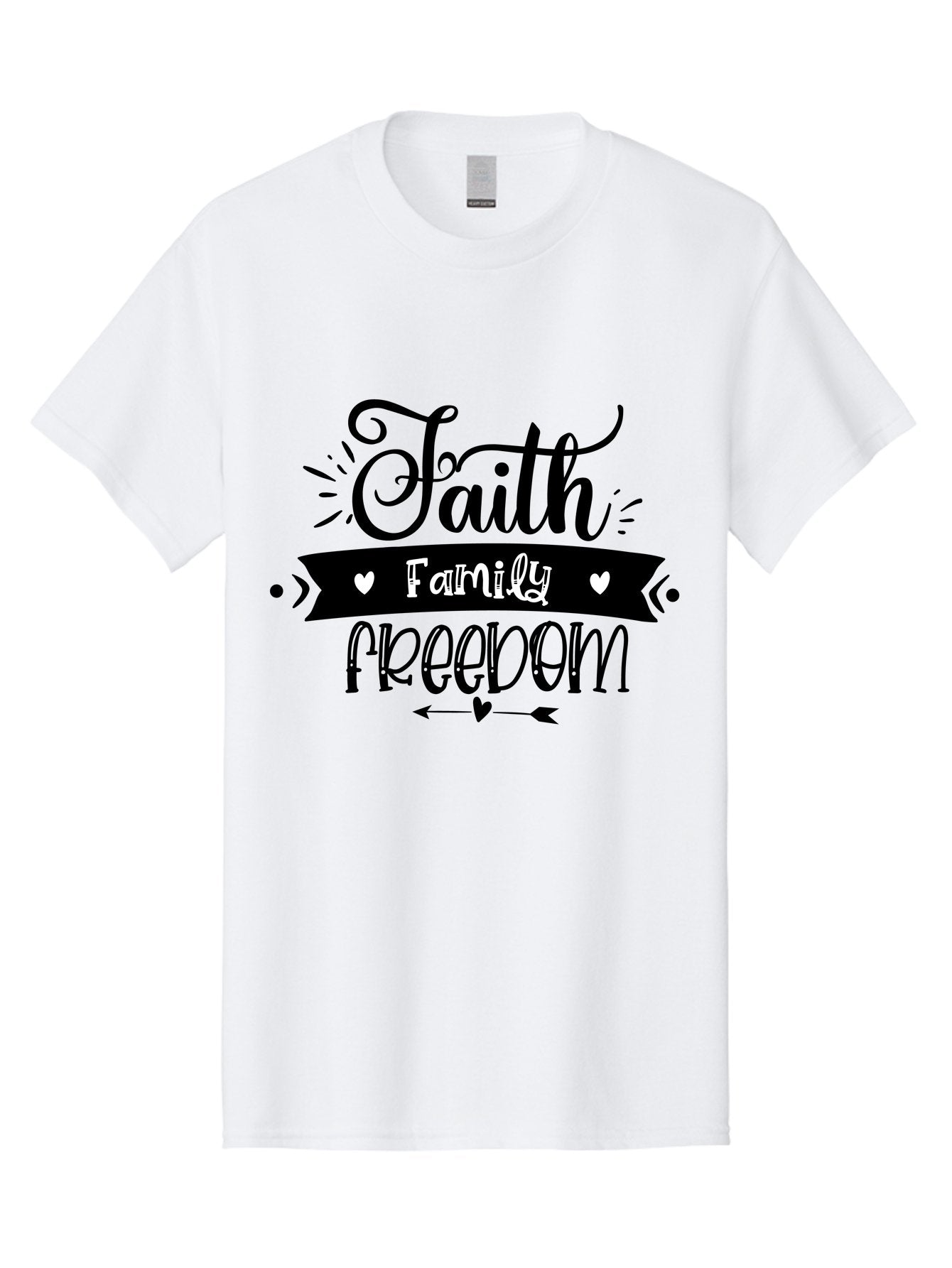 Faith Family Freedom Men'S Graphic Tee, 100% Cotton, Comfortable Casual Summer Wear, Machine Washable, Faith Family Freedom, Inspirational Quote, Patriotic Phrase, Motivational Words, Heartwarming Message, Handwritten Font, Aae273 15