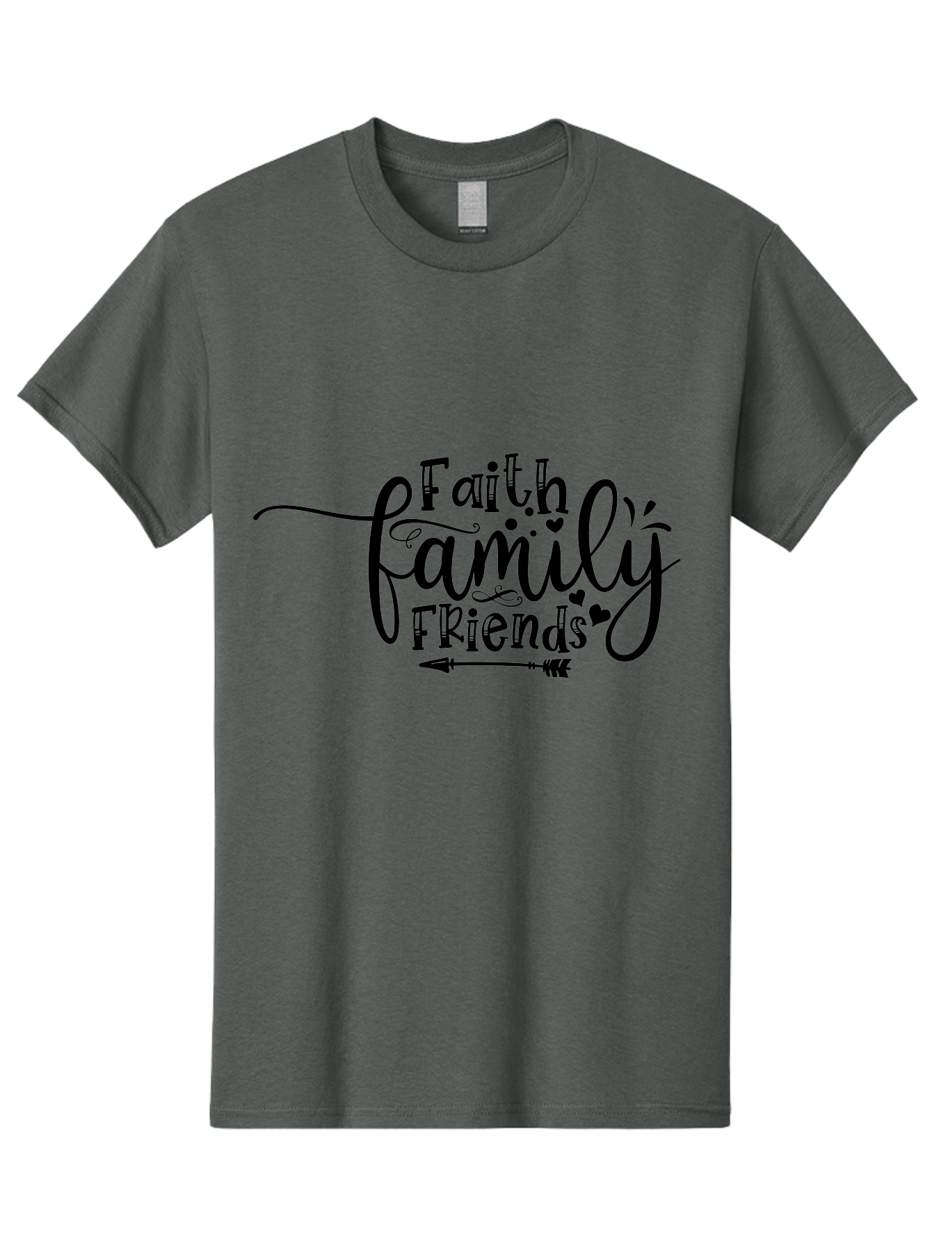 Faith Family Friends Men'S Graphic Tee, 100% Cotton, Comfortable Casual Summer Wear, Machine Washable, Faith, Family, Friends, Inspirational Quote, Heartwarming Phrase, Friendship Goals, Motivational Words, Arrow Symbol, Decorative Hearts Aae274 13