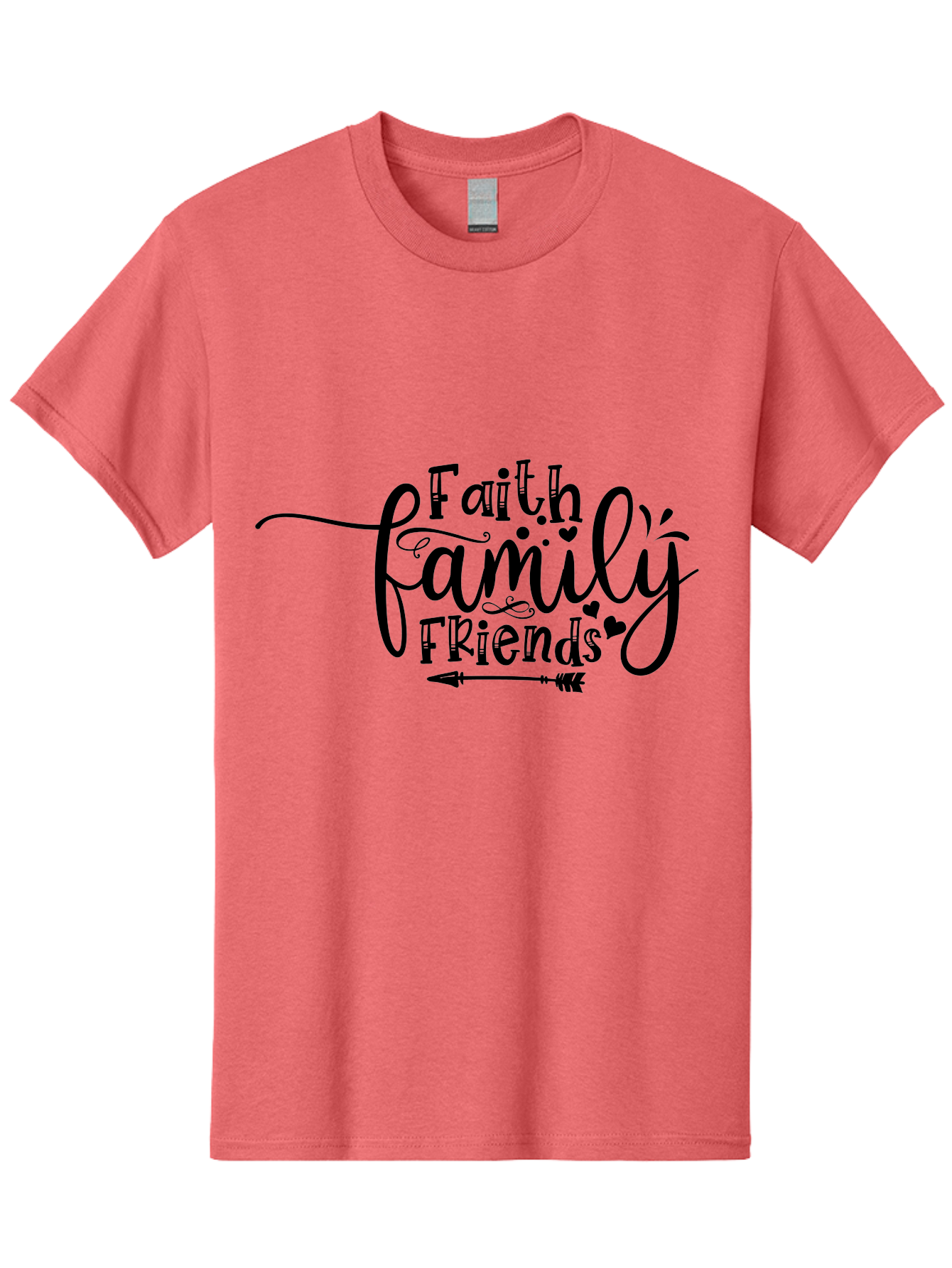 Faith Family Friends Men'S Graphic Tee, 100% Cotton, Comfortable Casual Summer Wear, Machine Washable, Faith, Family, Friends, Inspirational Quote, Heartwarming Phrase, Friendship Goals, Motivational Words, Arrow Symbol, Decorative Hearts Aae274 15